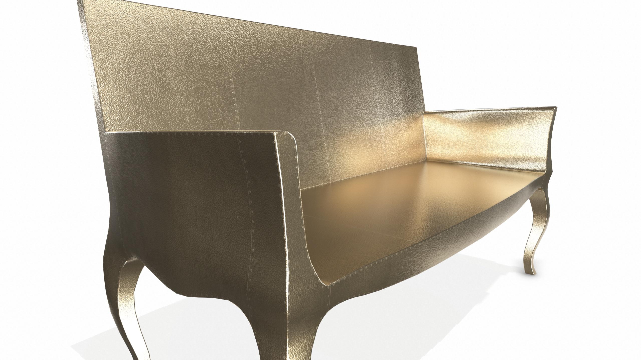 American Louise Settee Art Deco Benches in Fine Hammered Brass by Paul Mathieu For Sale