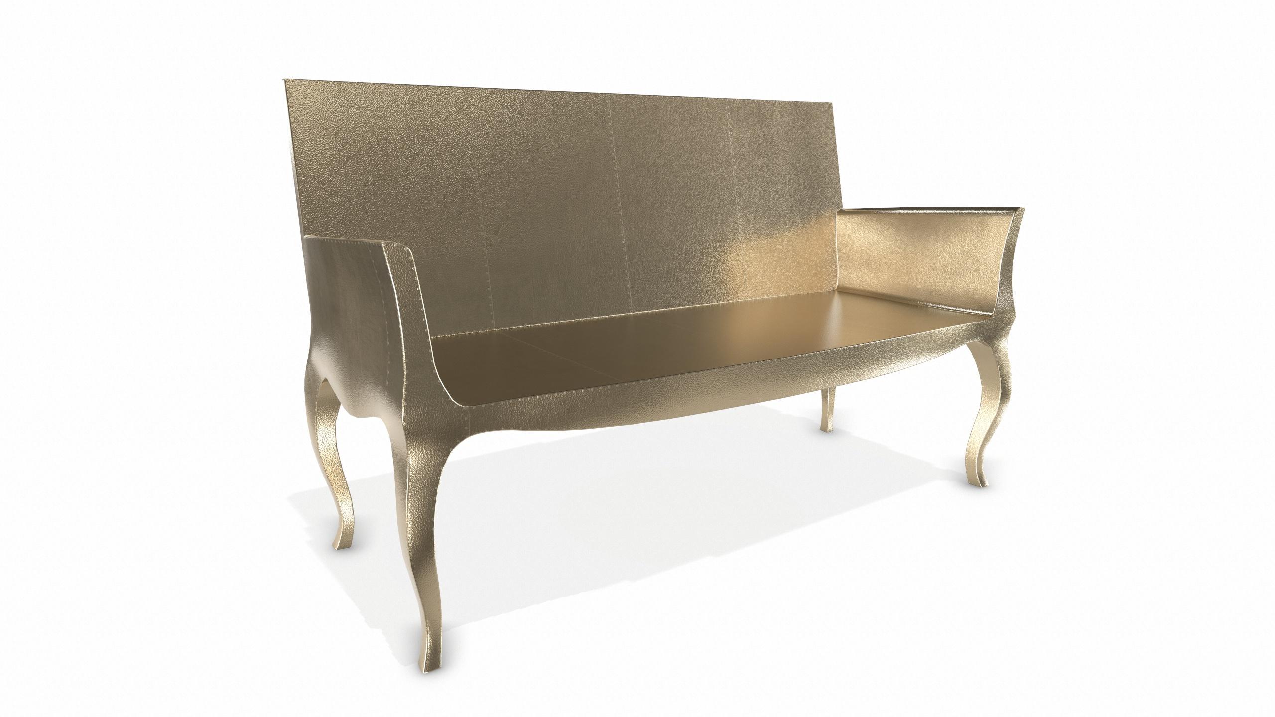 Woodwork Louise Settee Art Deco Benches in Fine Hammered Brass by Paul Mathieu For Sale