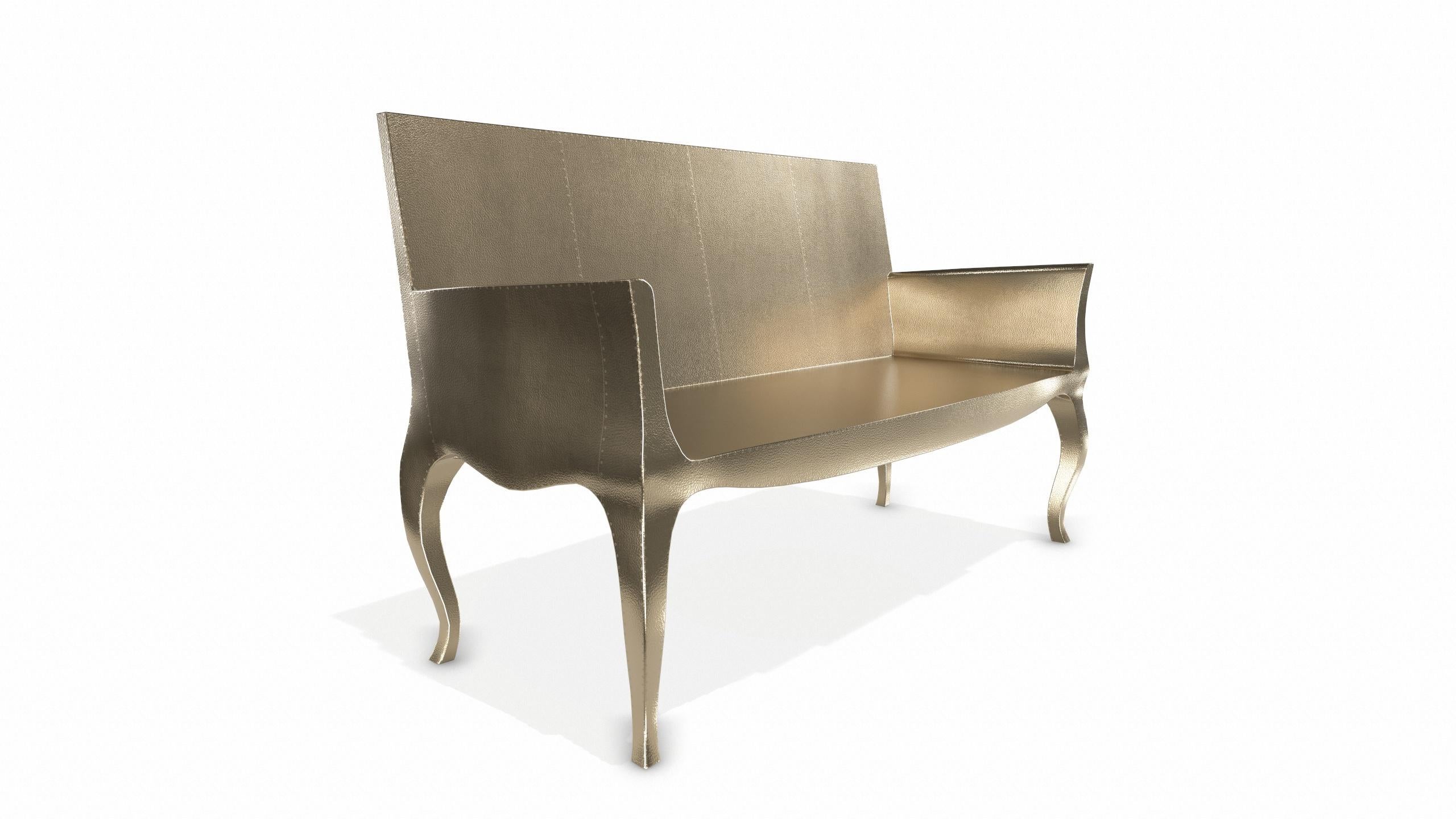 Louise Settee Art Deco Benches in Fine Hammered Brass by Paul Mathieu In New Condition For Sale In New York, NY