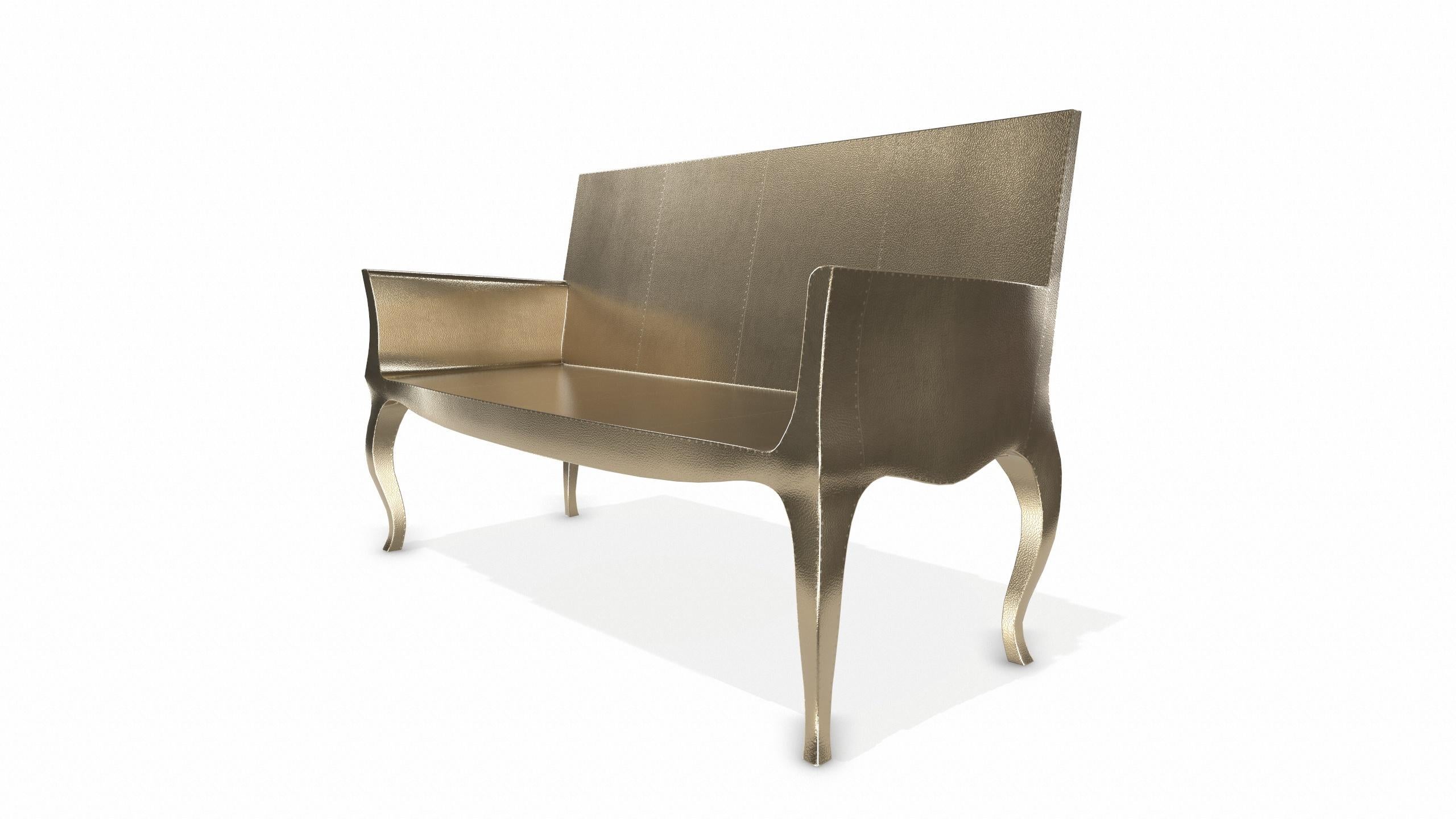 Contemporary Louise Settee Art Deco Benches in Fine Hammered Brass by Paul Mathieu For Sale