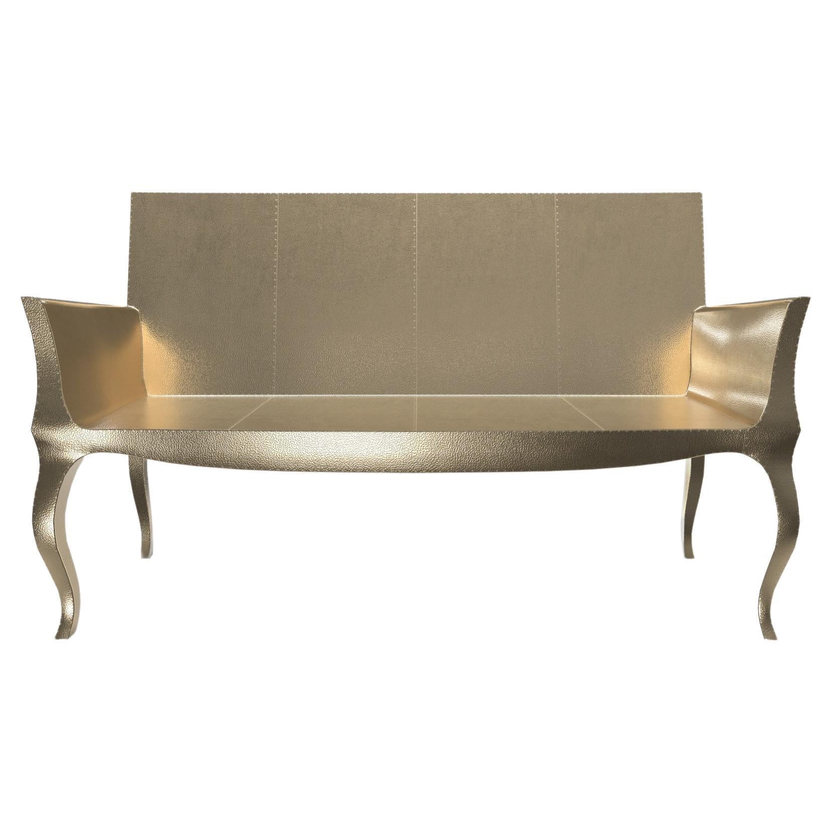 Louise Settee Art-déco-Bänke aus fein gehämmertem Messing von Paul Mathieu
