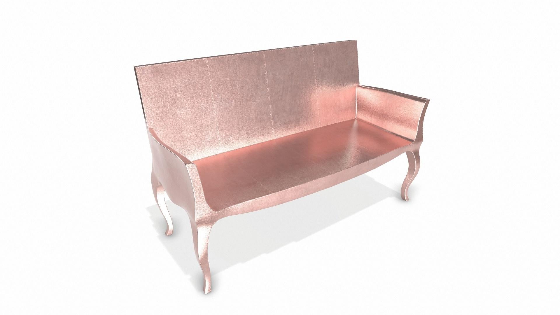 Louise Settee Art Deco Benches in Fine Hammered Copper by Paul Mathieu For Sale 2