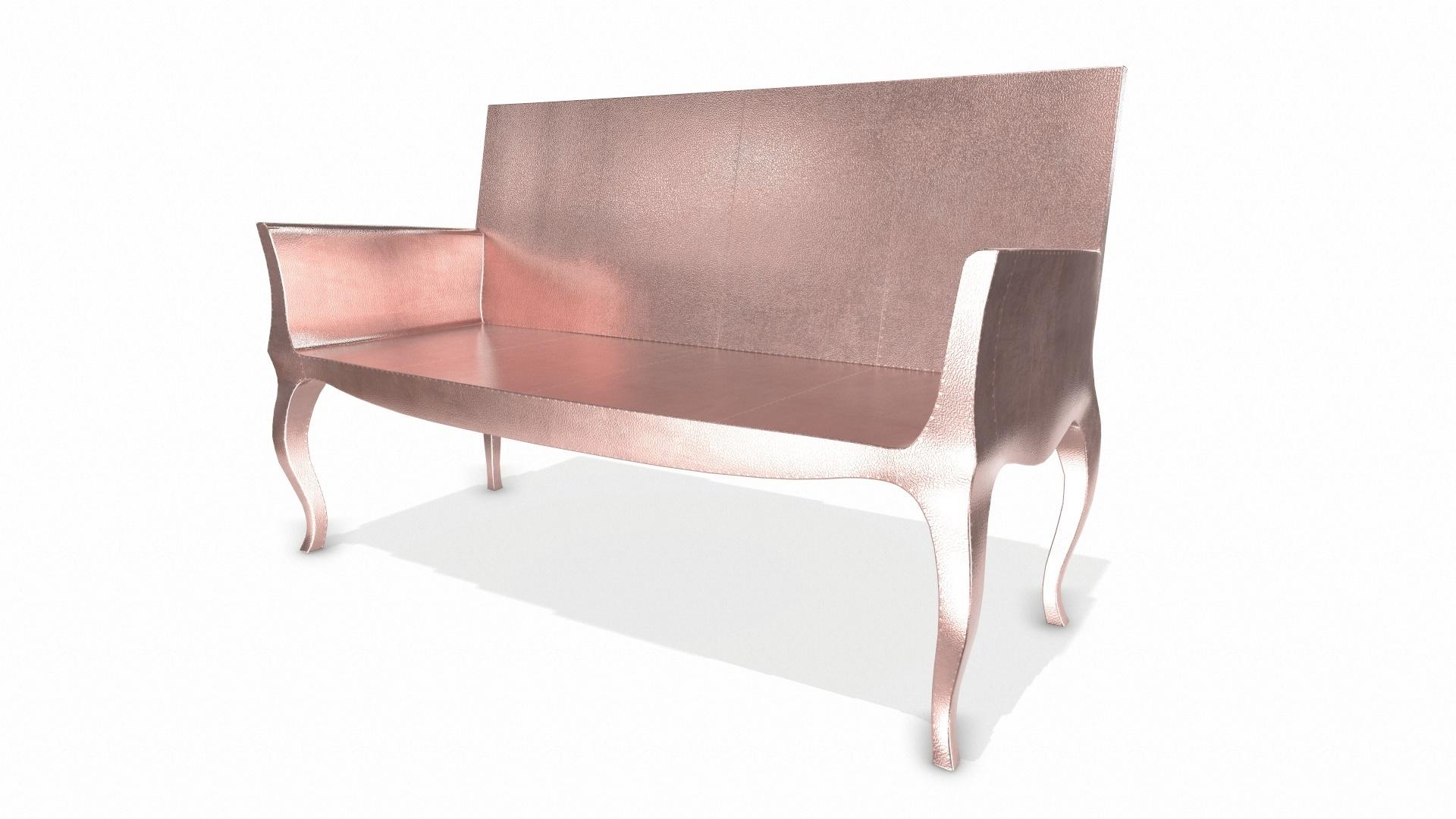 American Louise Settee Art Deco Benches in Fine Hammered Copper by Paul Mathieu For Sale