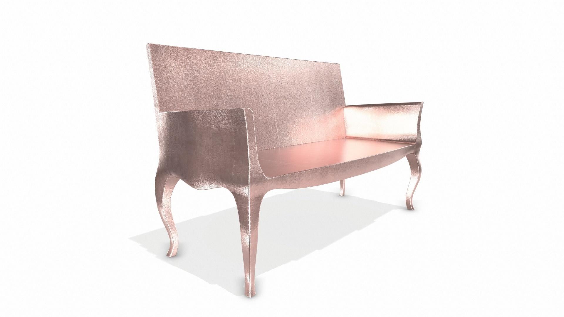 Louise Settee Art Deco Benches in Fine Hammered Copper by Paul Mathieu In New Condition For Sale In New York, NY