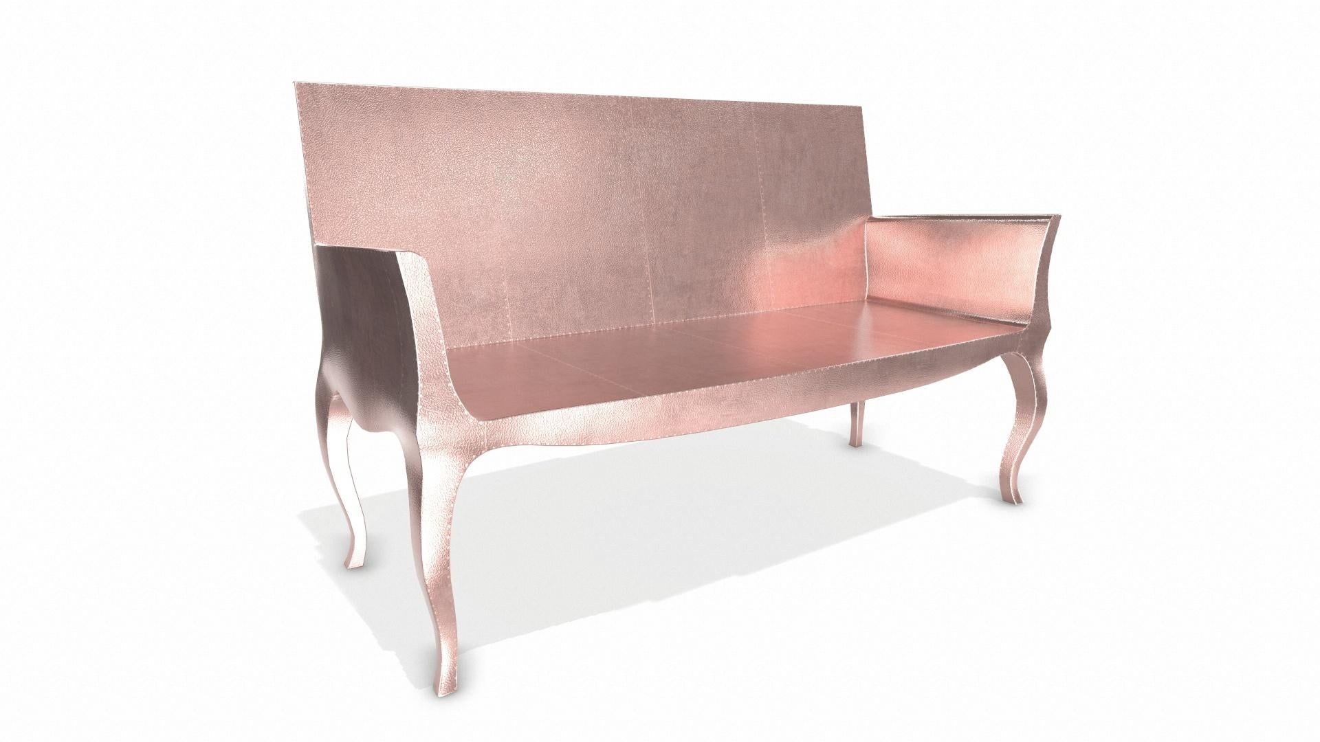 Contemporary Louise Settee Art Deco Benches in Fine Hammered Copper by Paul Mathieu For Sale