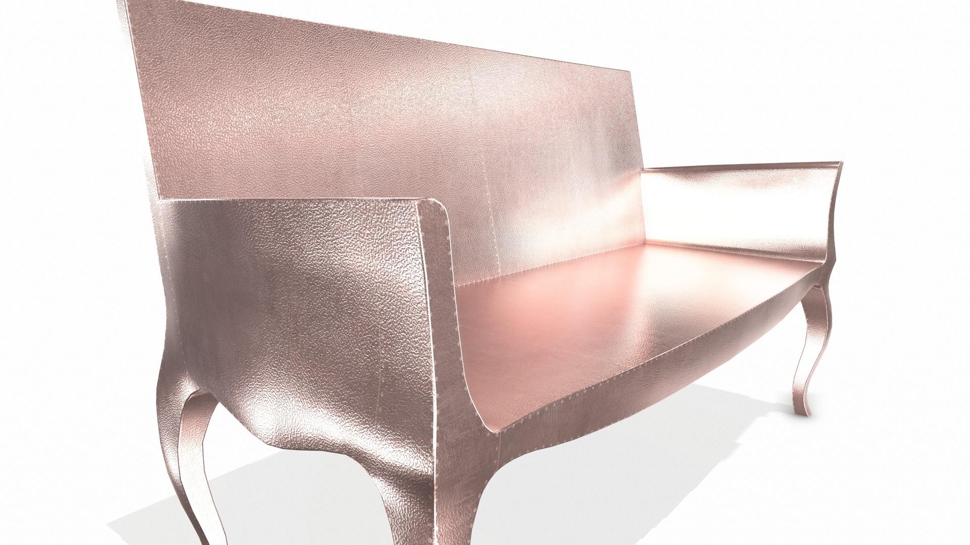 Metallo Louise Settee Panche Art Déco in rame martellato di Paul Mathieu in vendita