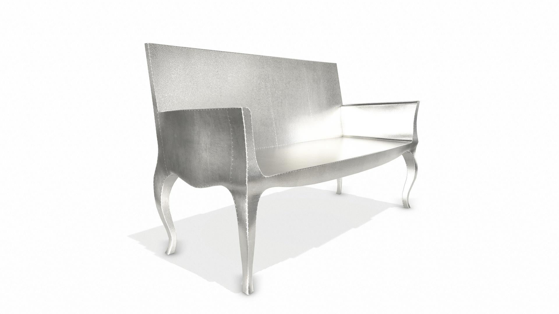 Louise Settee Art Deco Benches in Fine Hammered White Bronze by Paul Mathieu  In New Condition For Sale In New York, NY
