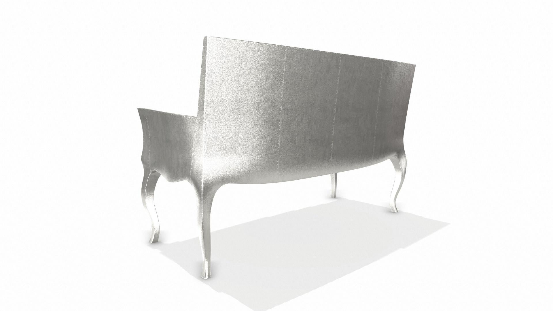 Louise Settee Art Deco Benches in Fine Hammered White Bronze by Paul Mathieu  For Sale 1