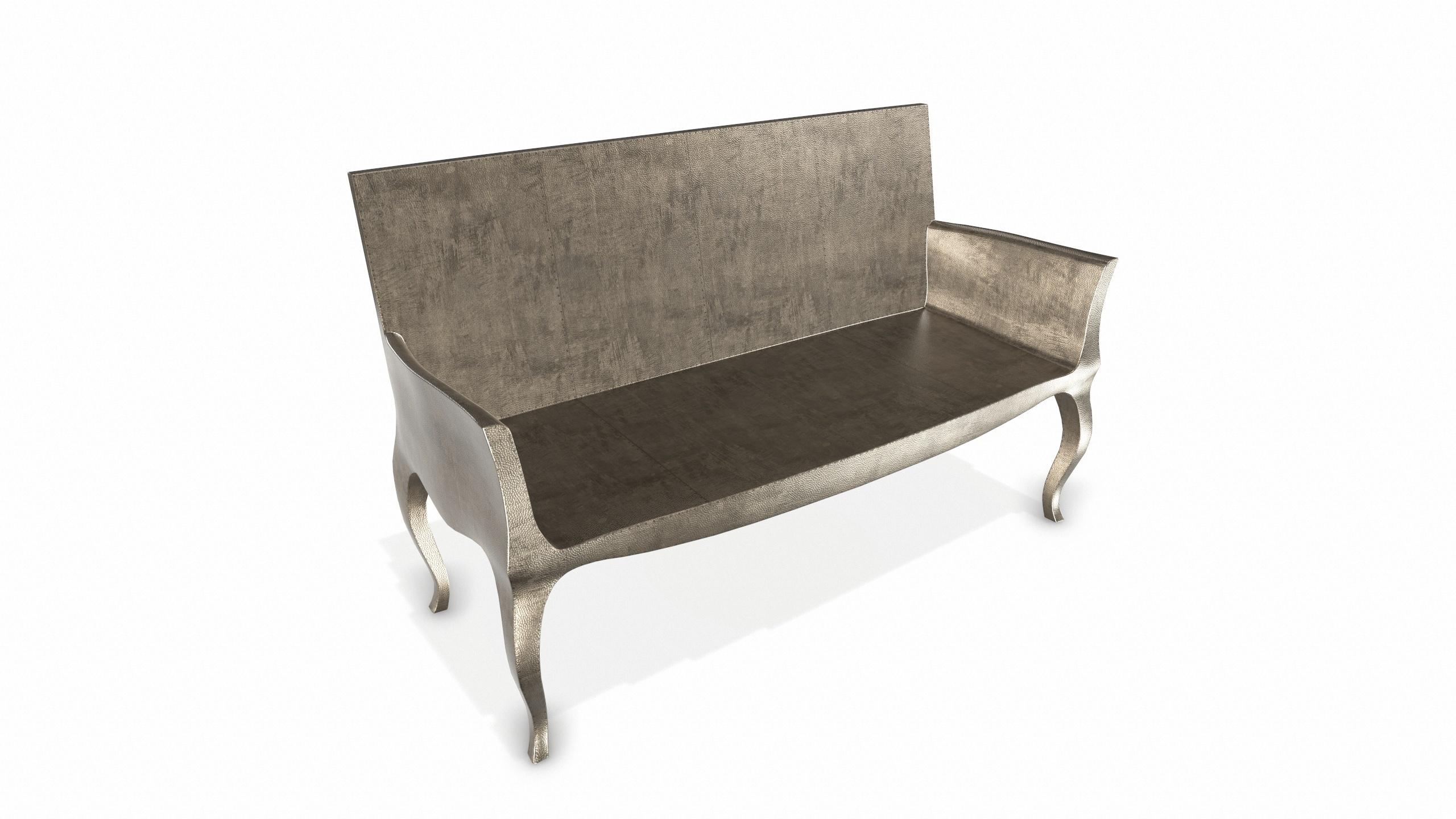 Louise Settee Art Deco Benches in Mid. Hammered Antique Bronze by Paul Mathieu For Sale 2