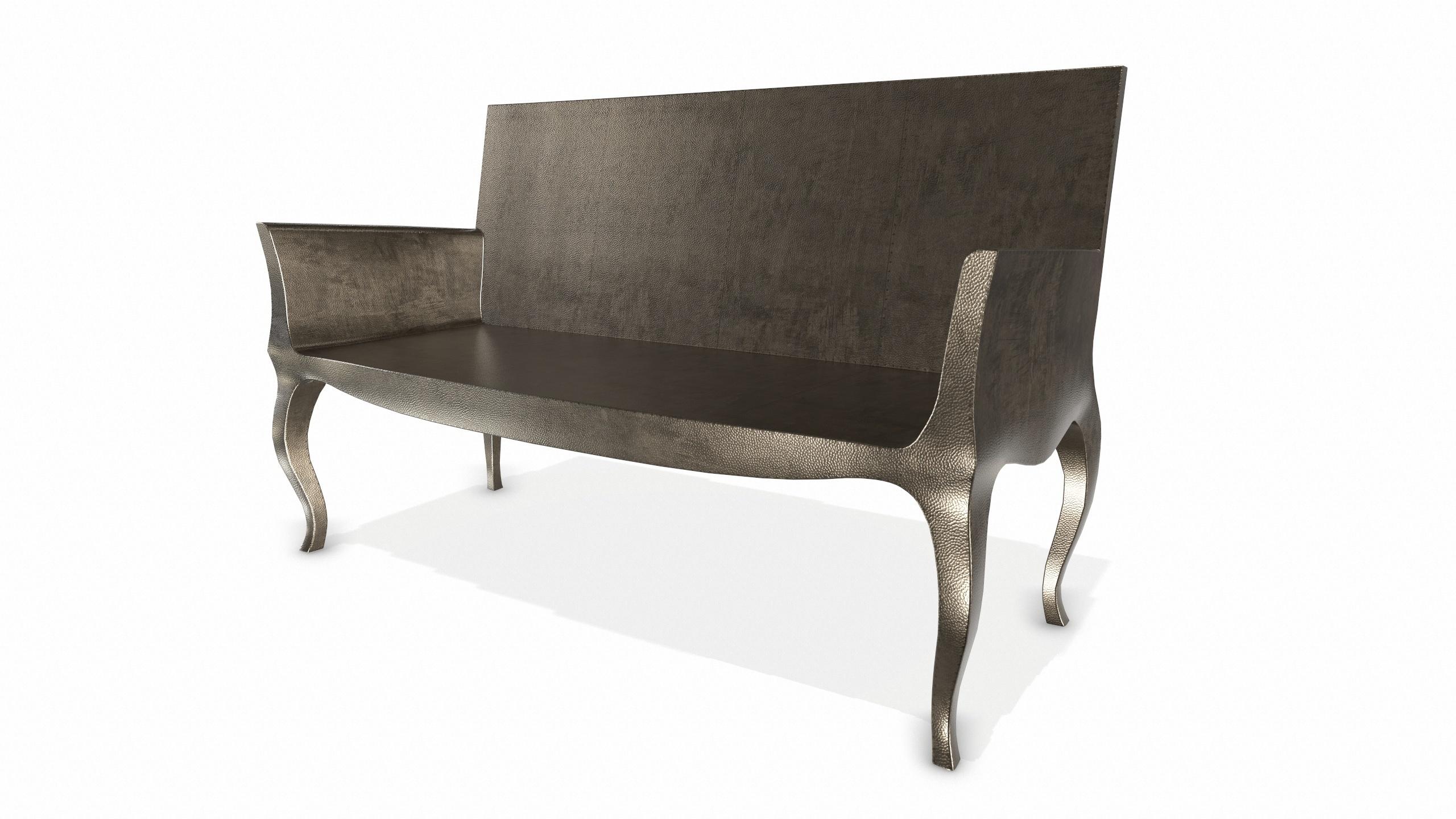 American Louise Settee Art Deco Benches in Mid. Hammered Antique Bronze by Paul Mathieu For Sale