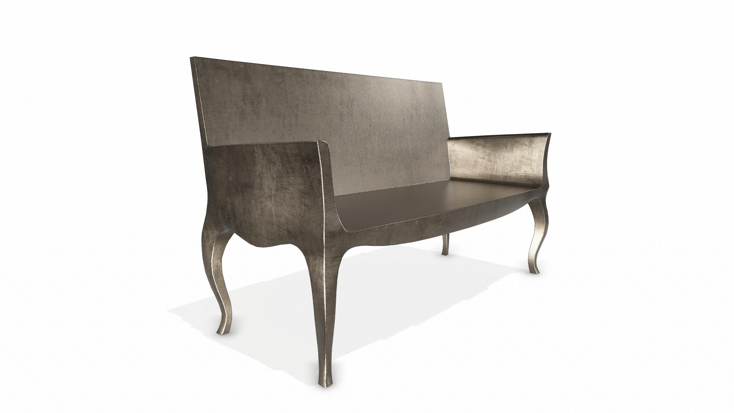 Louise Settee Art Deco Benches in Mid. Hammered Antique Bronze by Paul Mathieu In New Condition For Sale In New York, NY