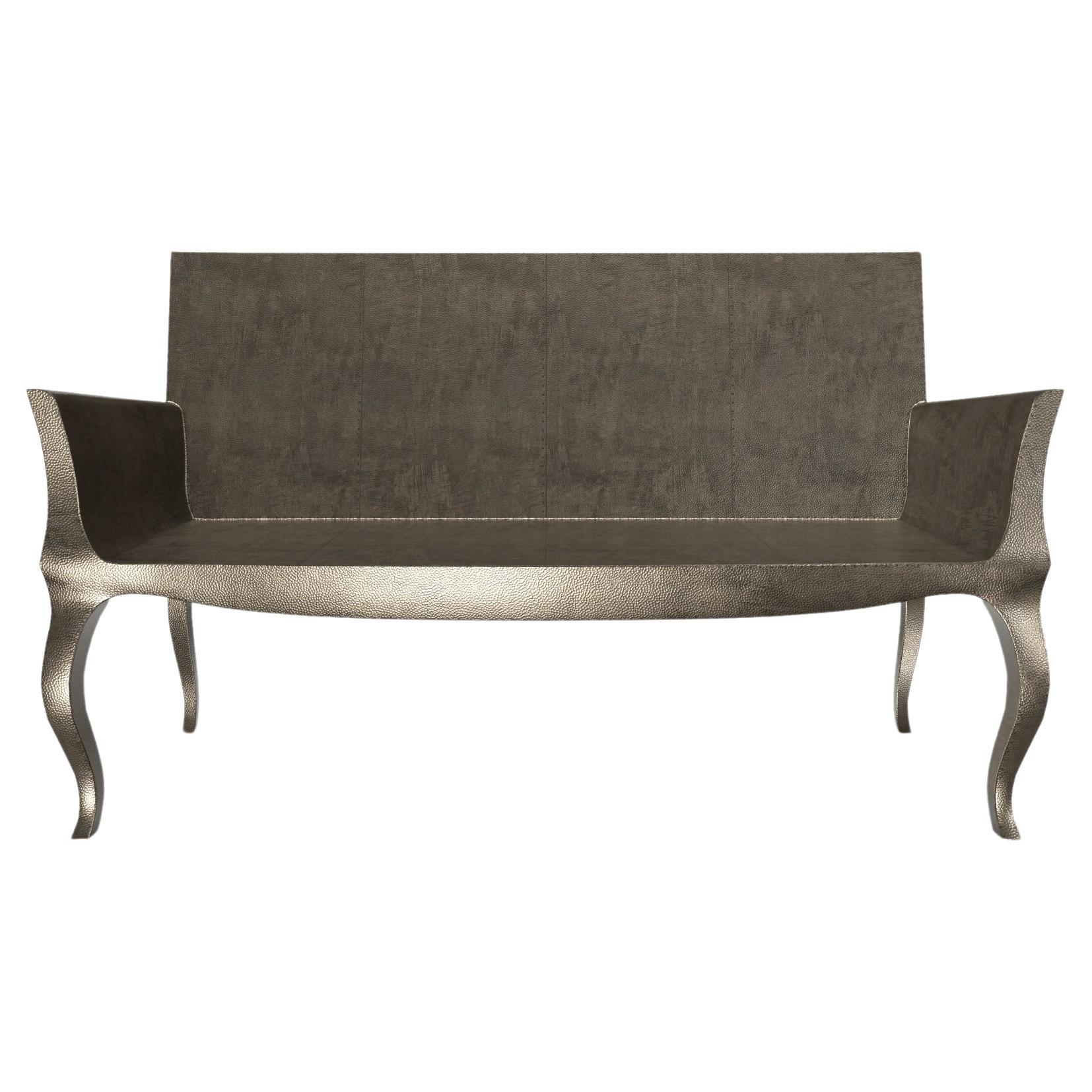 Louise Settee Art Deco Benches in Mid. Hammered Antique Bronze by Paul Mathieu