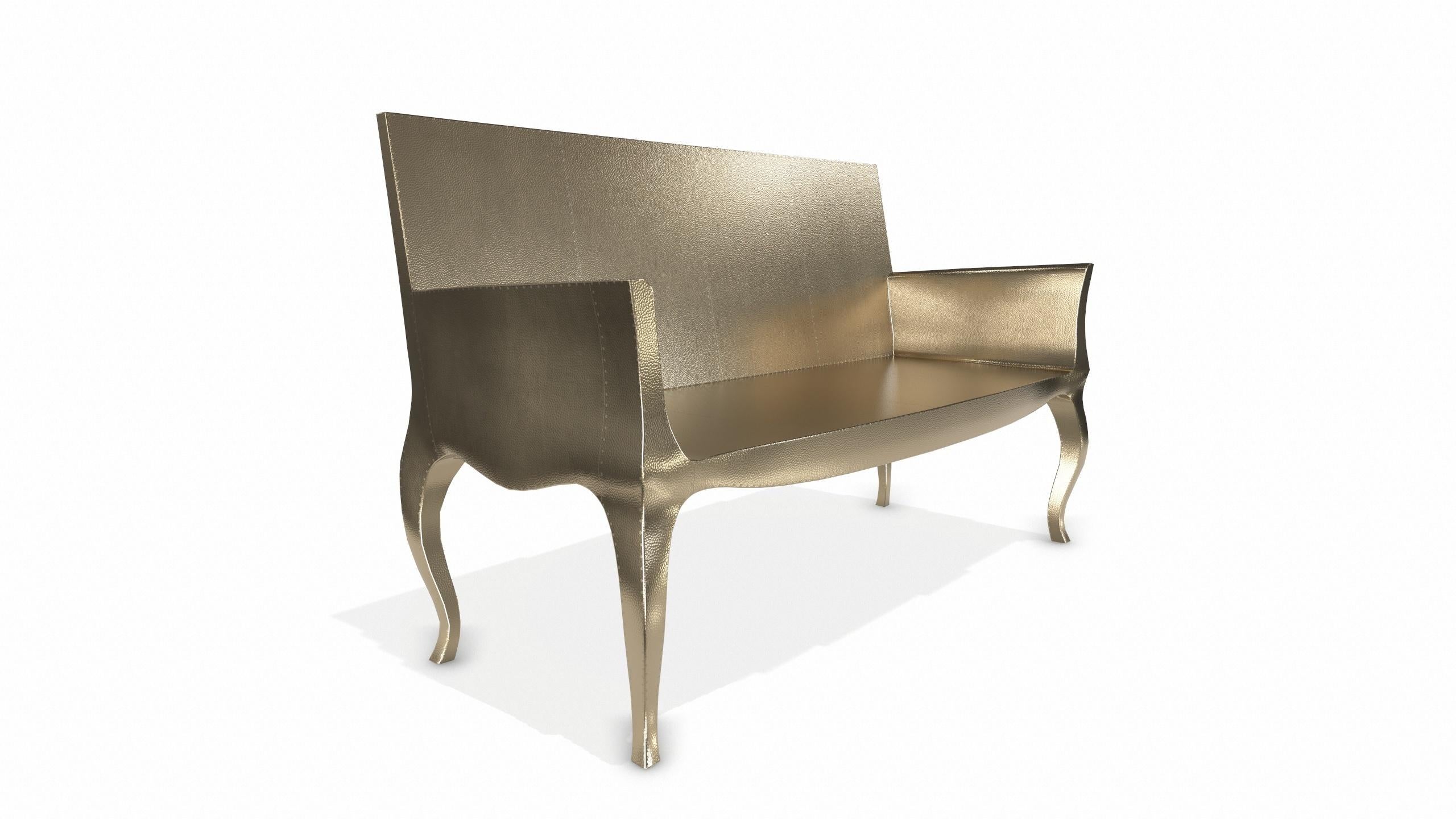 Louise Settee Art Deco Benches in Mid. Hammered Brass by Paul Mathieu In New Condition For Sale In New York, NY