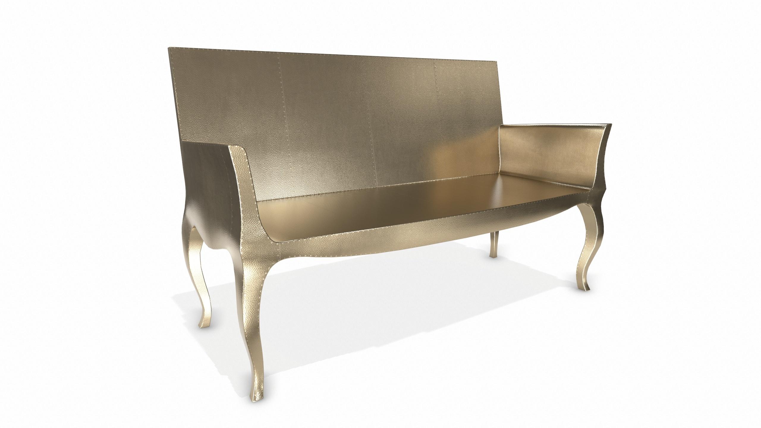 Contemporary Louise Settee Art Deco Benches in Mid. Hammered Brass by Paul Mathieu For Sale