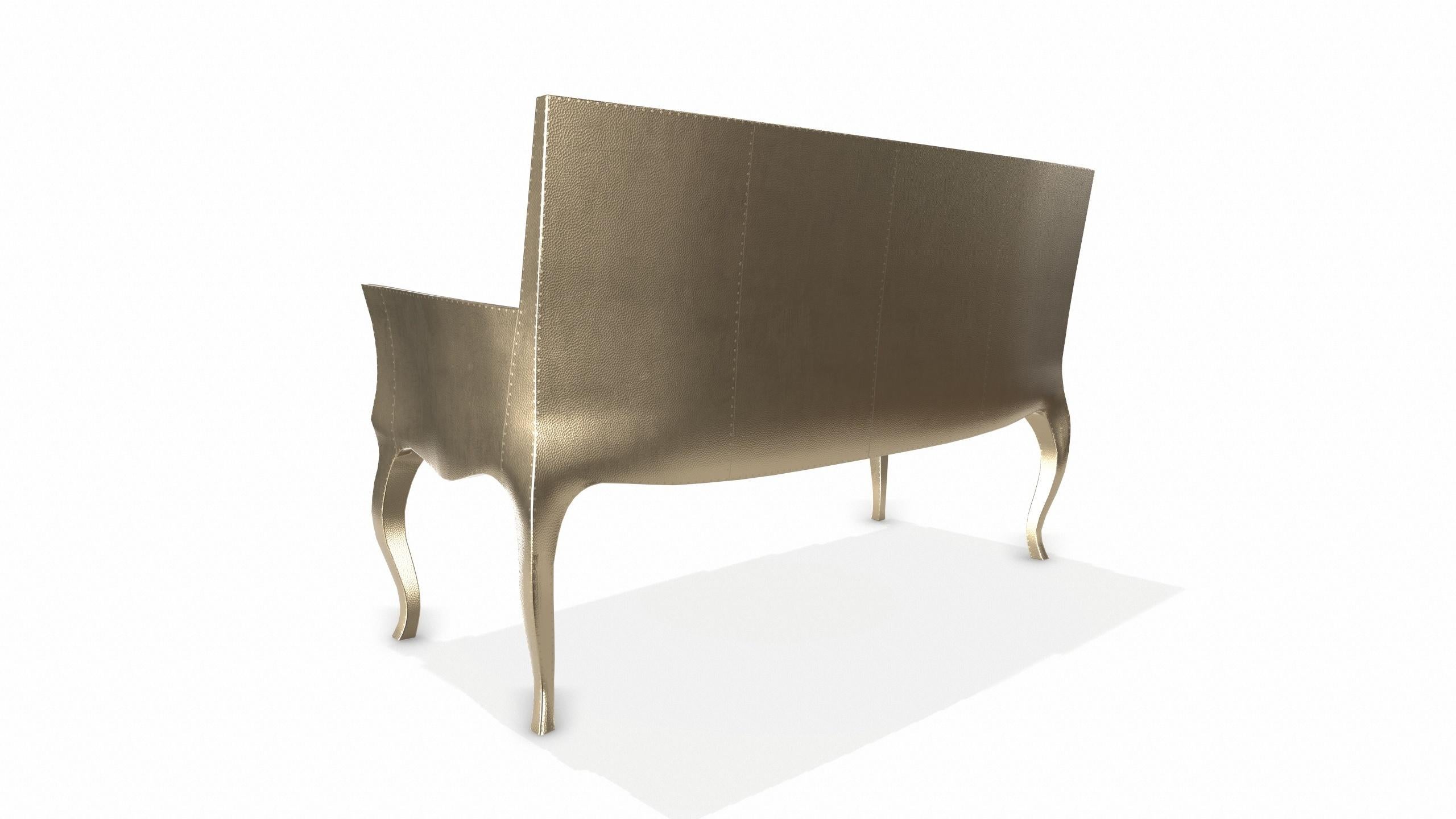 Louise Settee Art Deco Benches in Mid. Hammered Brass by Paul Mathieu For Sale 1