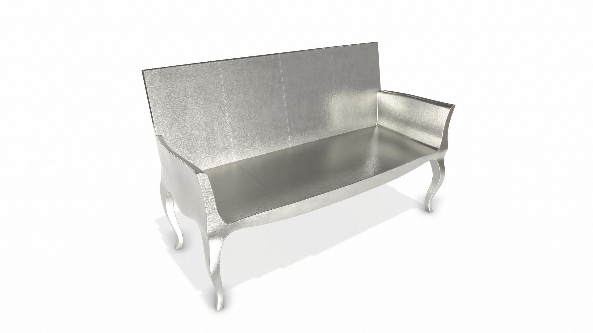 Louise Settee Art Deco Benches in Mid. Hammered White Bronze by Paul Mathieu For Sale 2