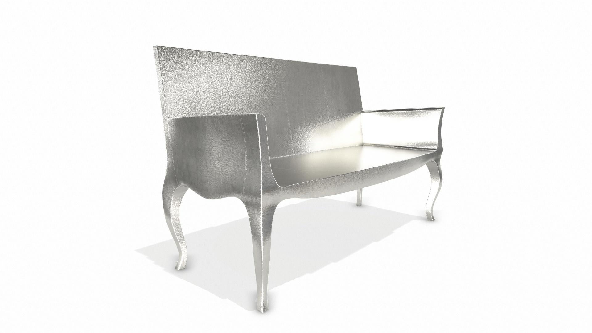 Louise Settee Art Deco Benches in Mid. Hammered White Bronze by Paul Mathieu In New Condition For Sale In New York, NY