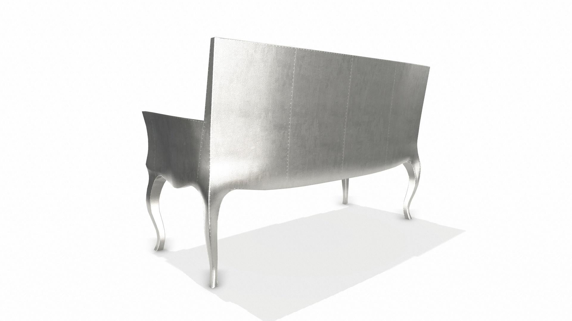 Louise Settee Art Deco Benches in Mid. Hammered White Bronze by Paul Mathieu For Sale 1
