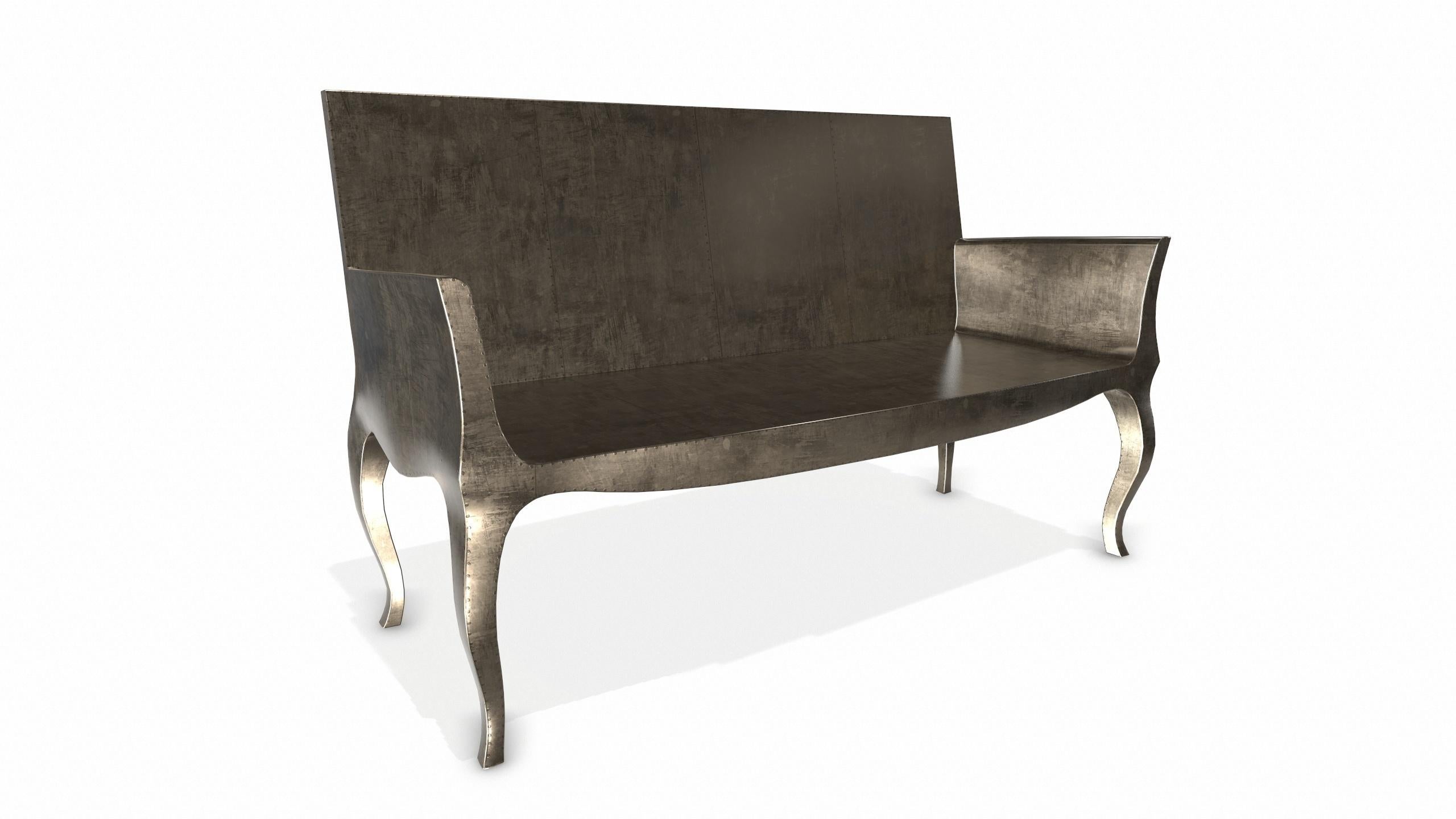 Contemporary Louise Settee Art Deco Benches in Smooth Antique Bronze by Paul Mathieu For Sale