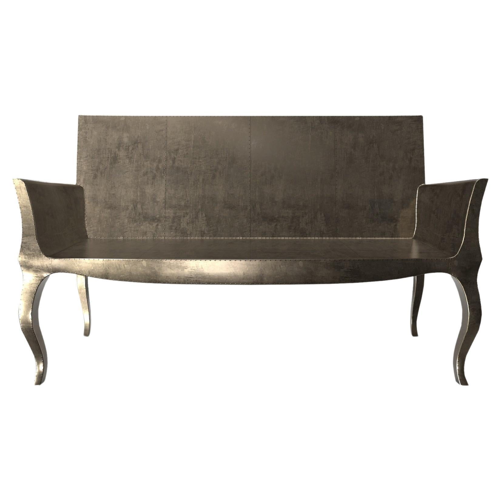 Louise Settee Art Deco Benches in Smooth Antique Bronze by Paul Mathieu For Sale
