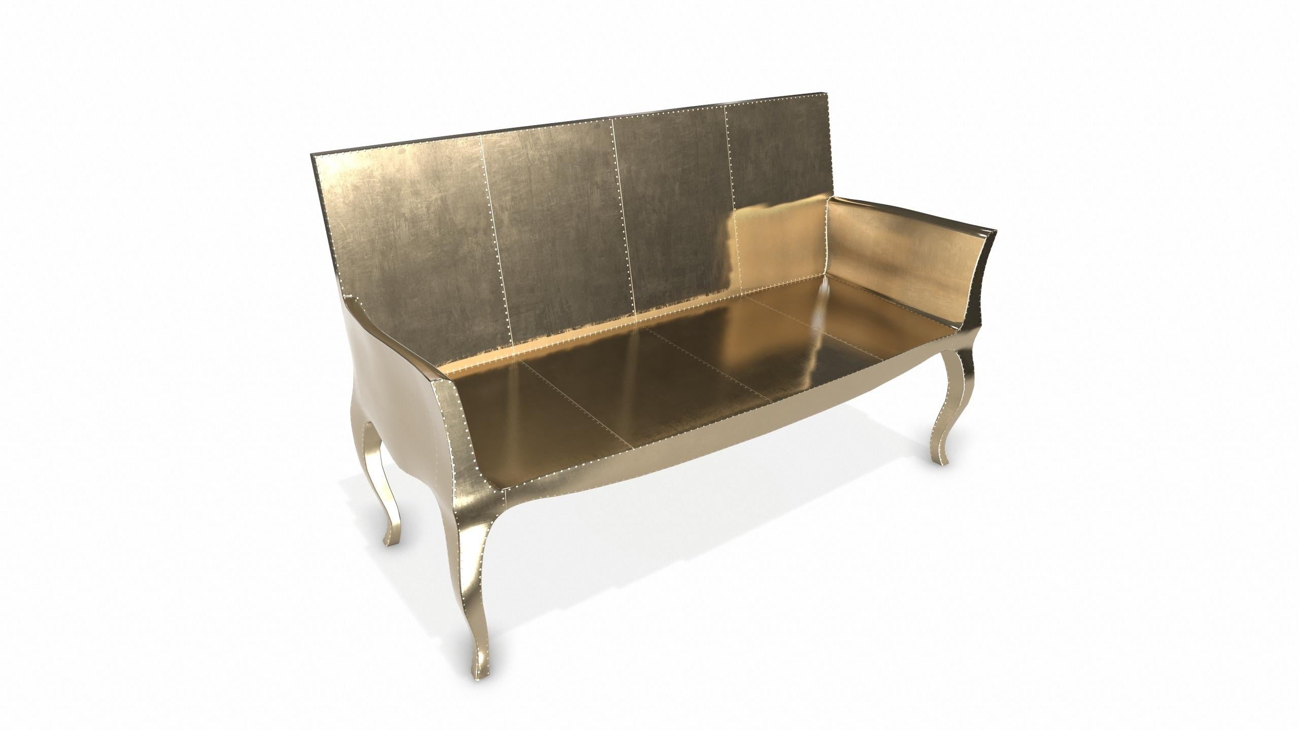 Louise Settee Art Deco Benches in Smooth Brass by Paul Mathieu for S Odegard For Sale 2