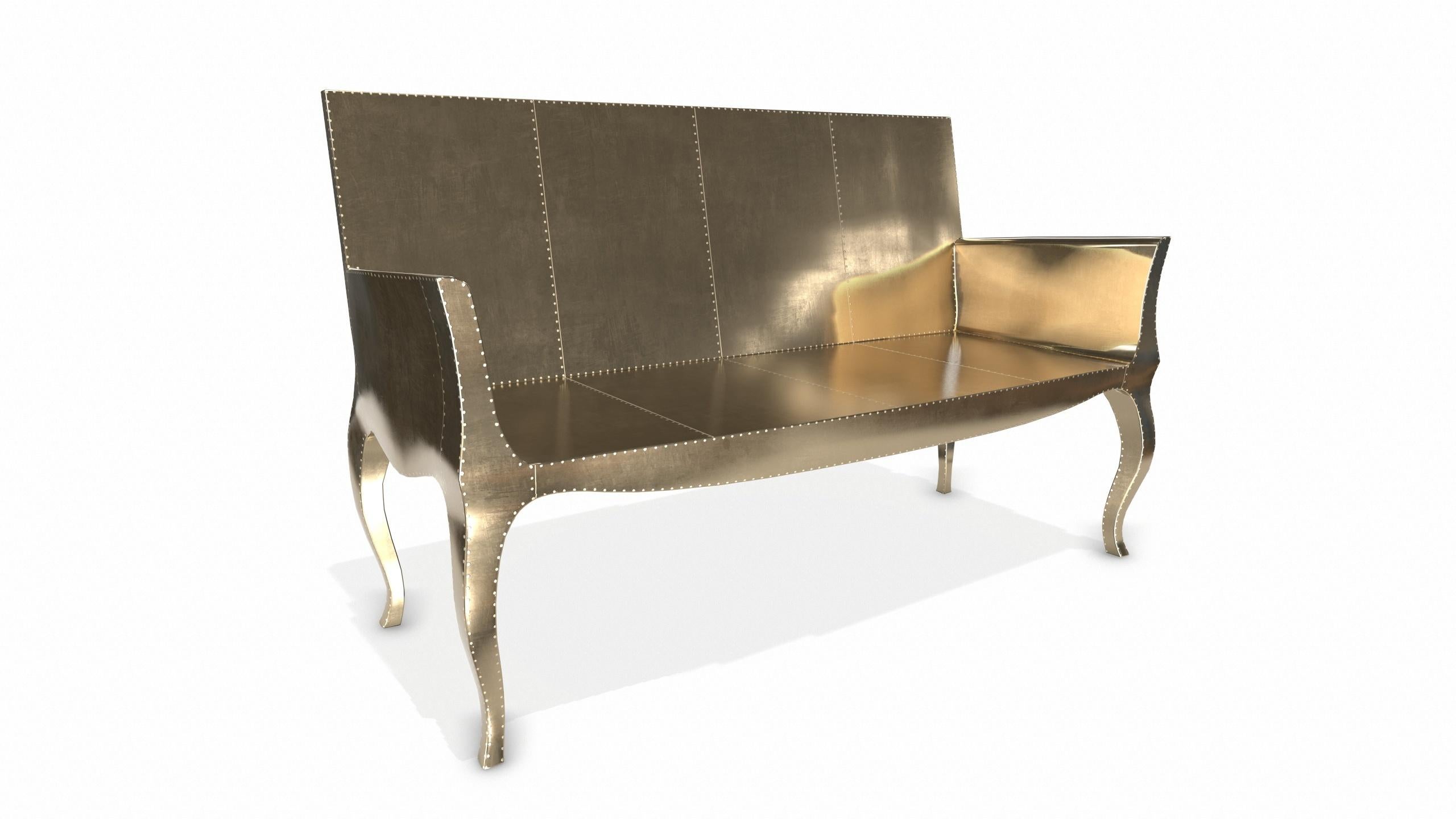 Contemporary Louise Settee Art Deco Benches in Smooth Brass by Paul Mathieu for S Odegard For Sale