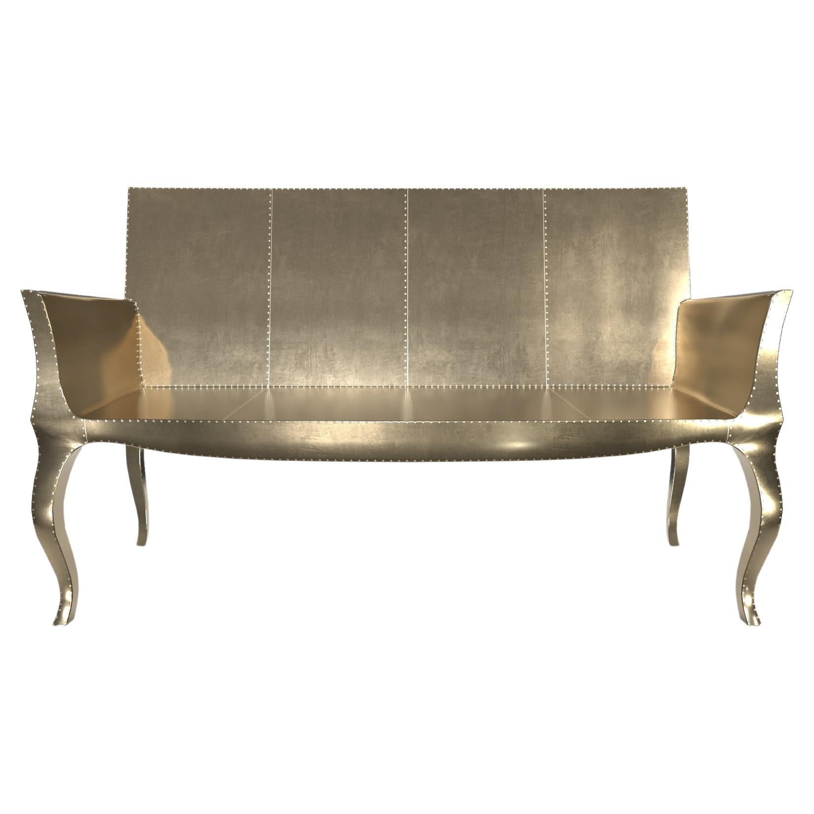 Louise Settee Panche Art Déco in ottone liscio di Paul Mathieu per S Odegard