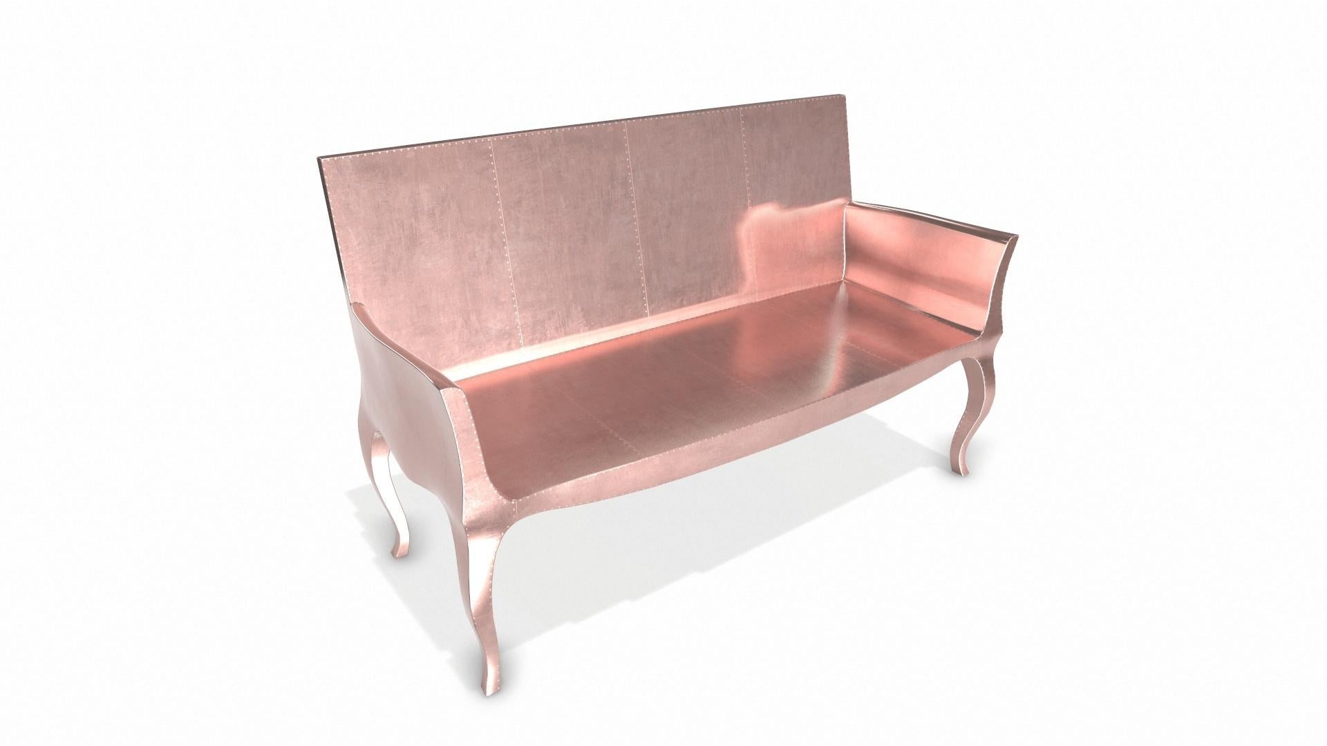 Louise Settee Art-Déco-Bänke aus glattem Kupfer von Paul Mathieu für S Odegard im Angebot 2