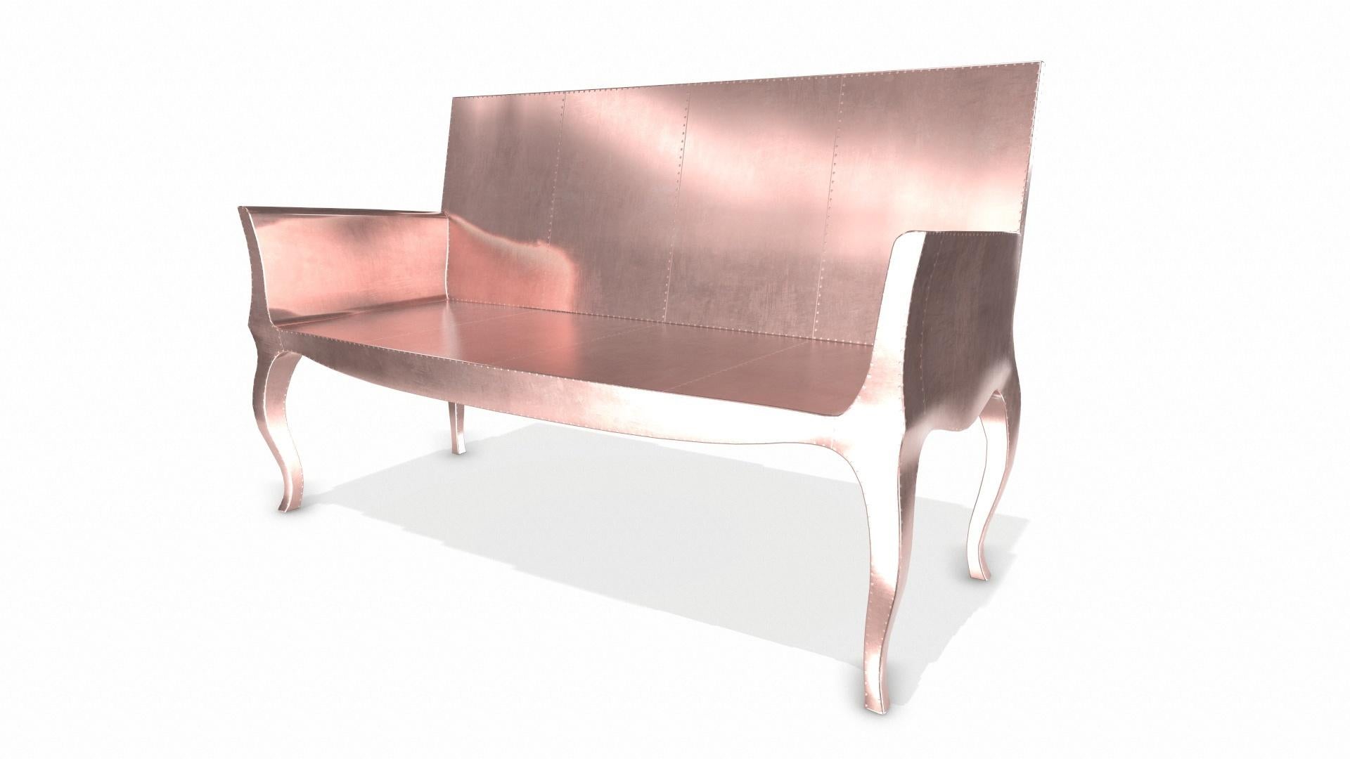 American Louise Settee Art Deco Benches in Smooth Copper by Paul Mathieu for S Odegard For Sale