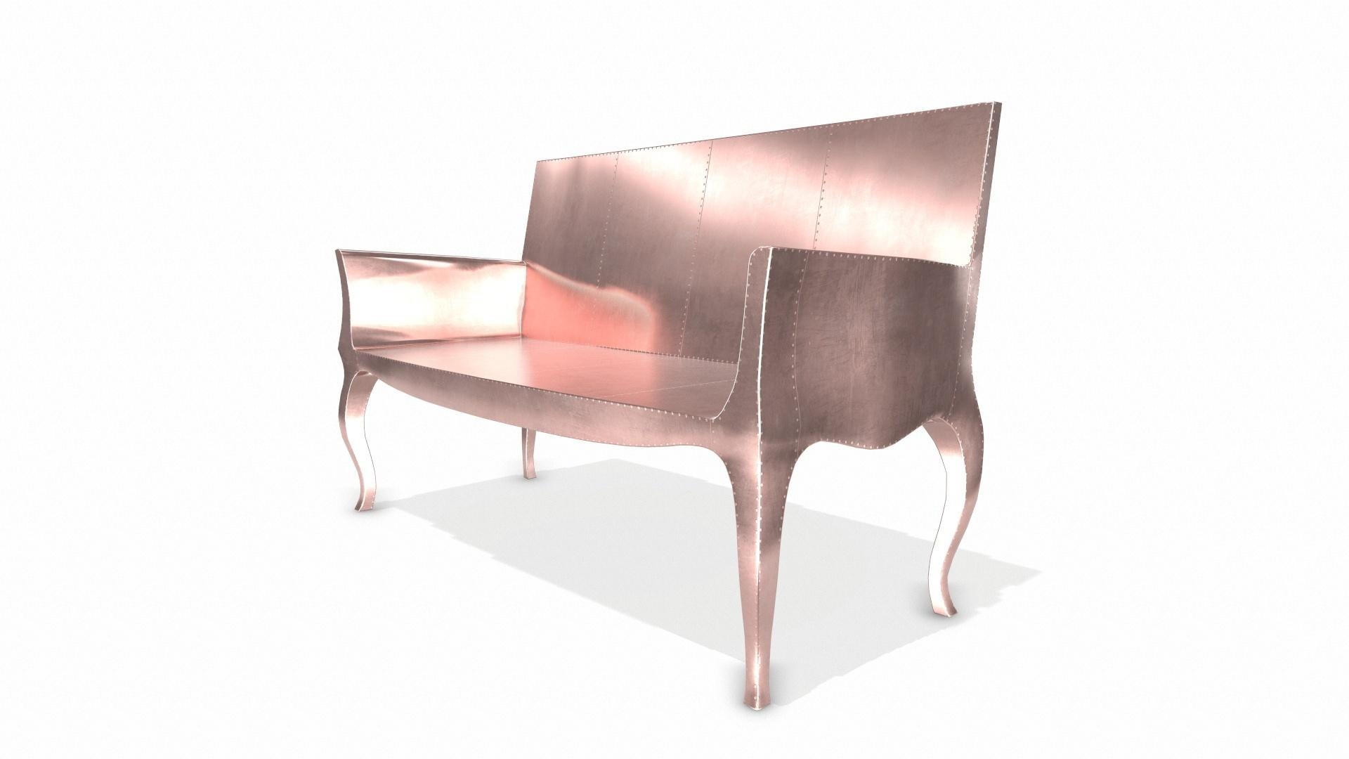 Hand-Crafted Louise Settee Art Deco Benches in Smooth Copper by Paul Mathieu for S Odegard For Sale