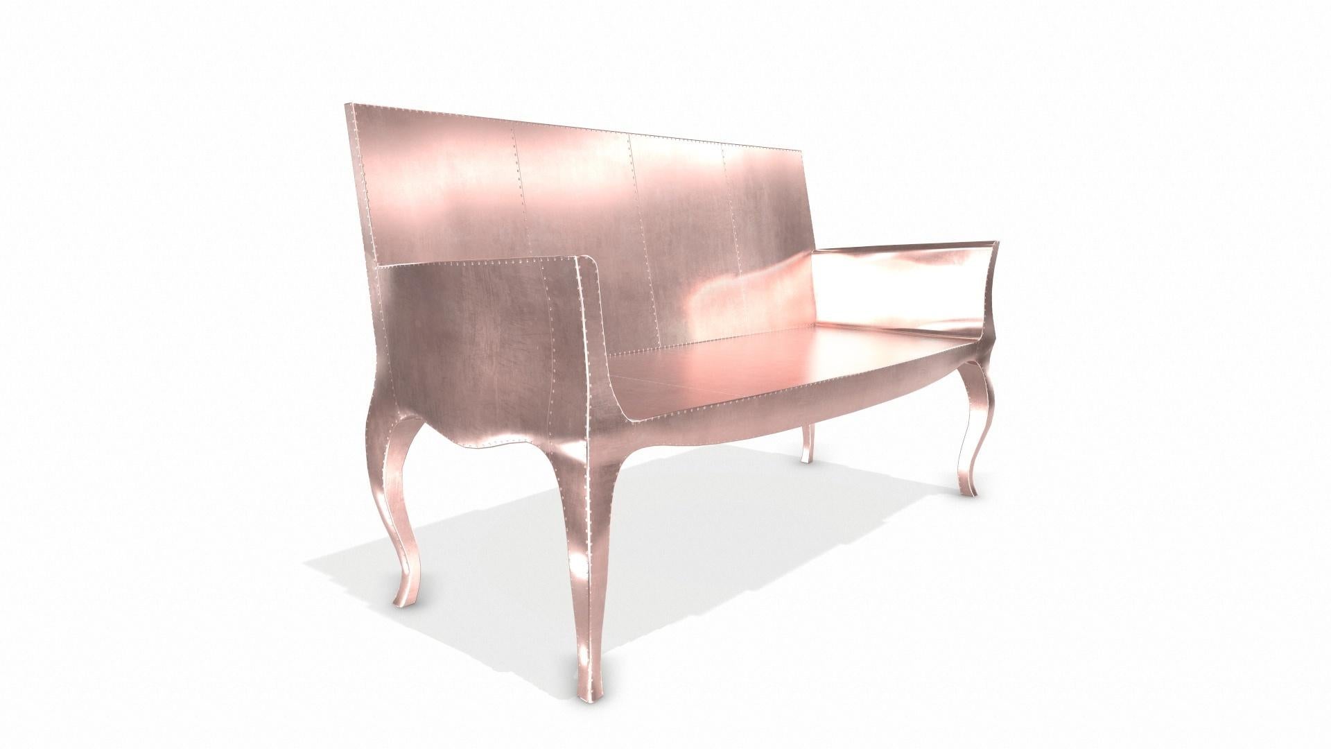 Louise Settee Art Deco Benches in Smooth Copper by Paul Mathieu for S Odegard In New Condition For Sale In New York, NY
