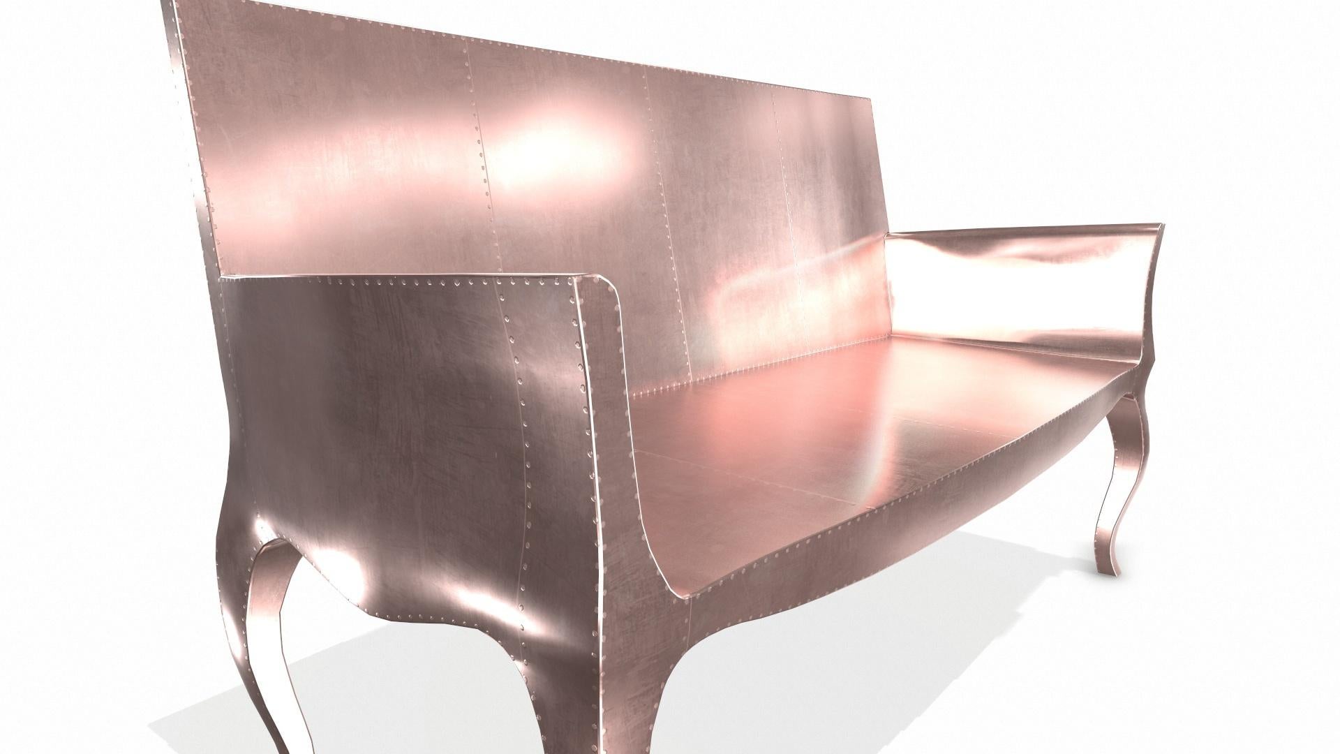 Metal Louise Settee Art Deco Benches in Smooth Copper by Paul Mathieu for S Odegard For Sale