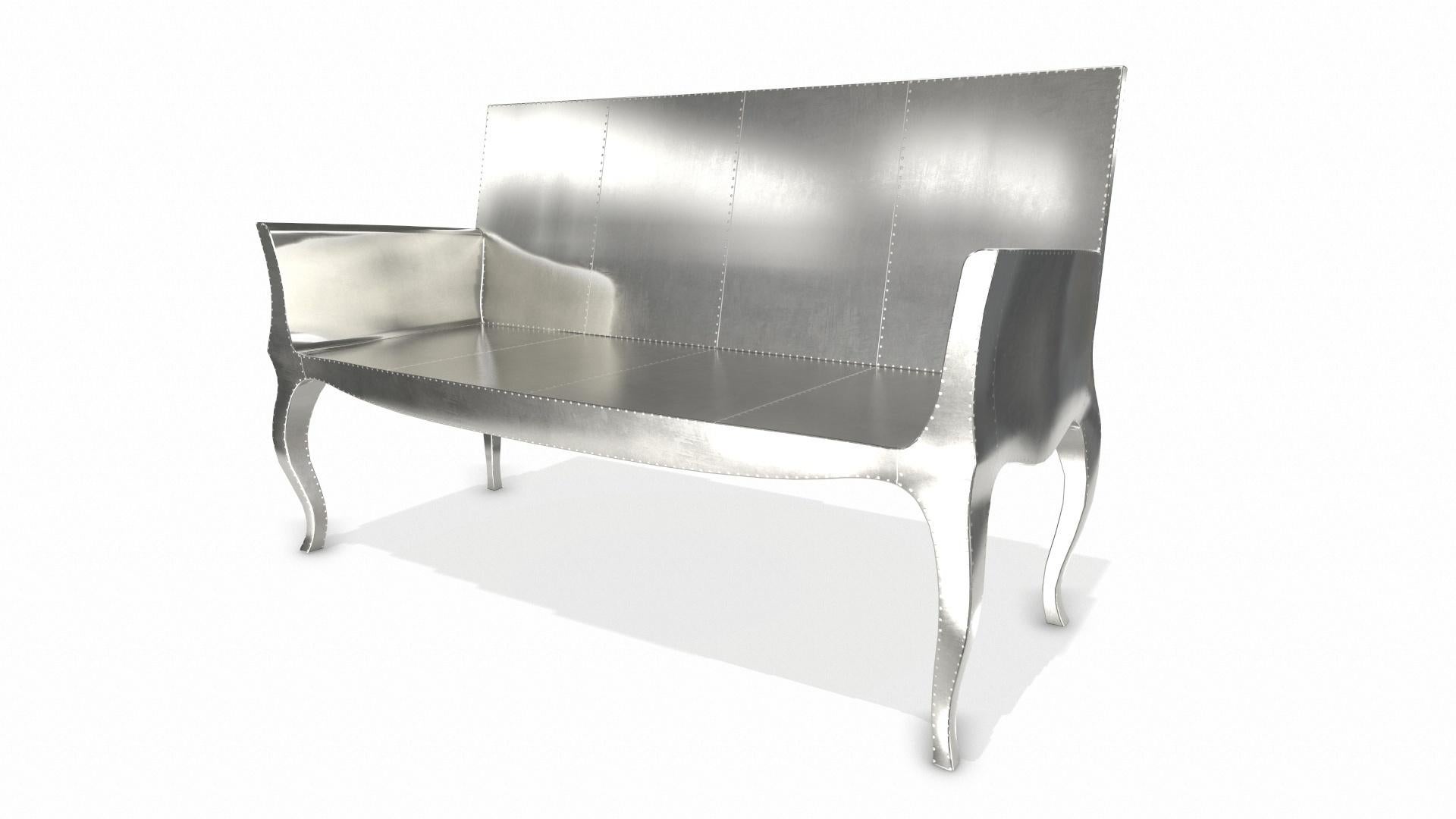 American Louise Settee Art Deco Benches in Smooth White Bronze by Paul Mathieu For Sale