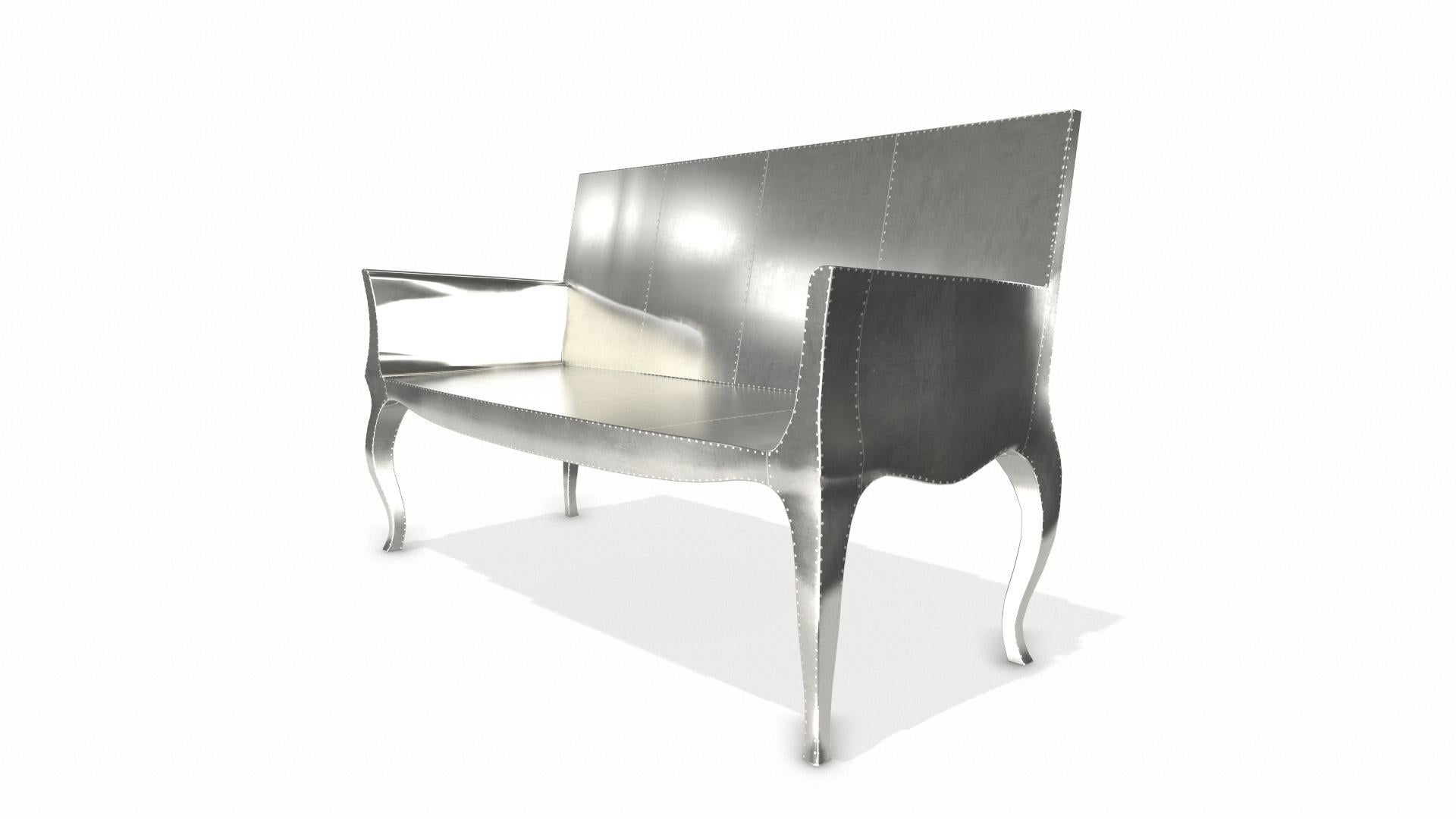 Hand-Crafted Louise Settee Art Deco Benches in Smooth White Bronze by Paul Mathieu For Sale