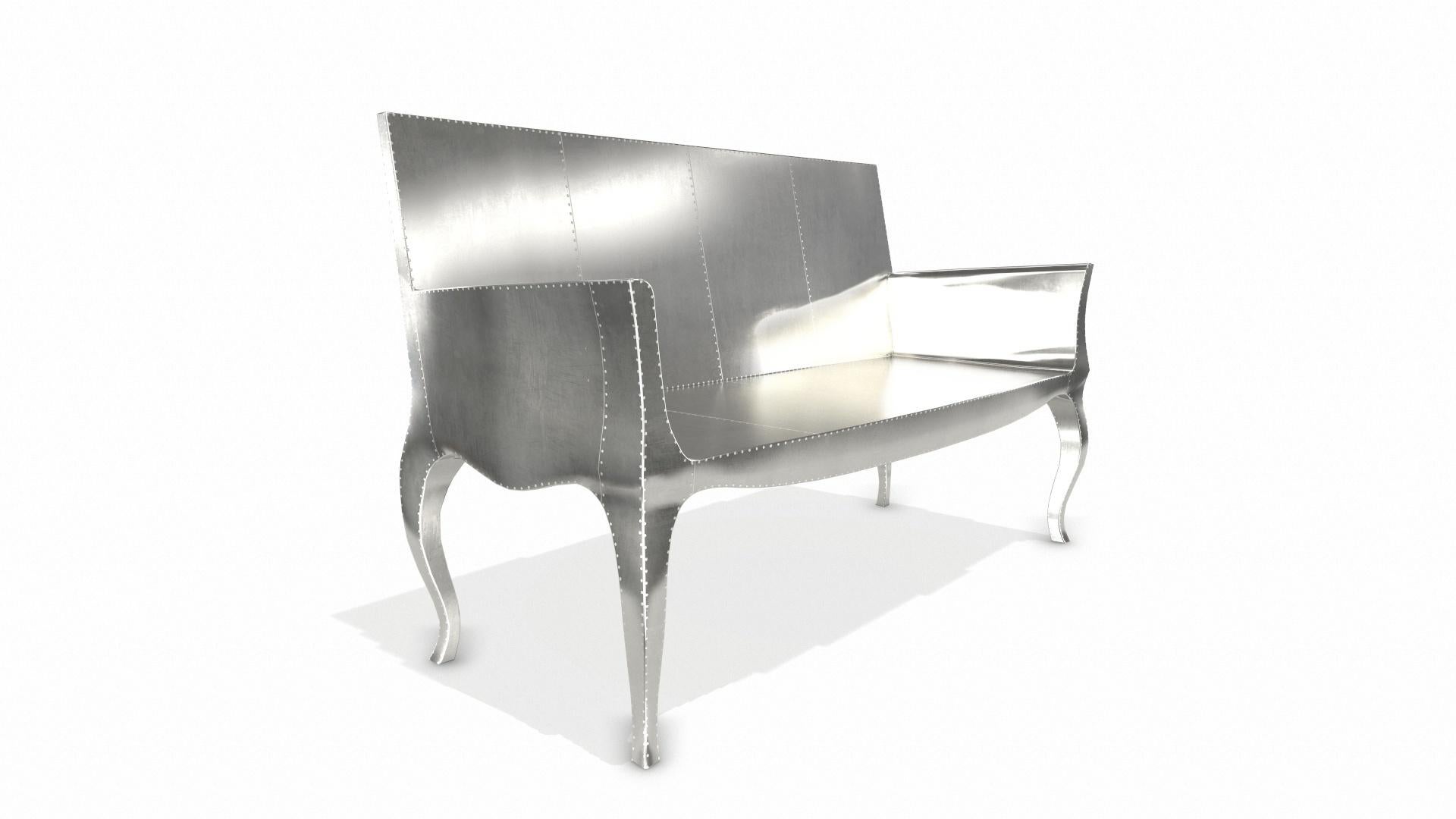 Louise Settee Art Deco Benches in Smooth White Bronze by Paul Mathieu In New Condition For Sale In New York, NY
