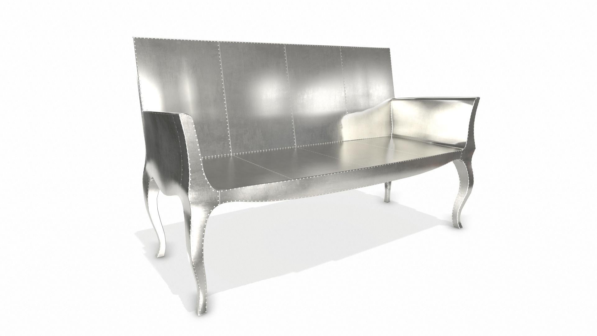 Contemporary Louise Settee Art Deco Benches in Smooth White Bronze by Paul Mathieu For Sale