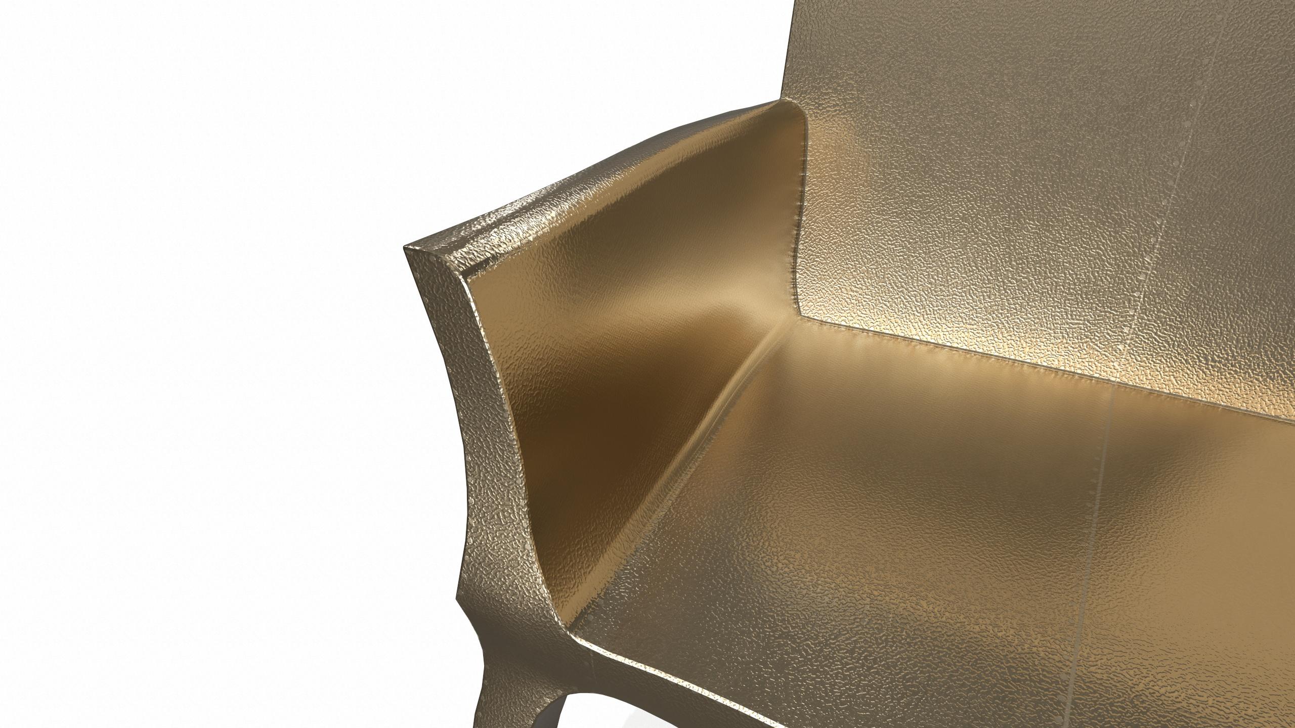 Louise Settee Canapè Art Deco in pregiato ottone martellato di Paul Mathieu in vendita 1