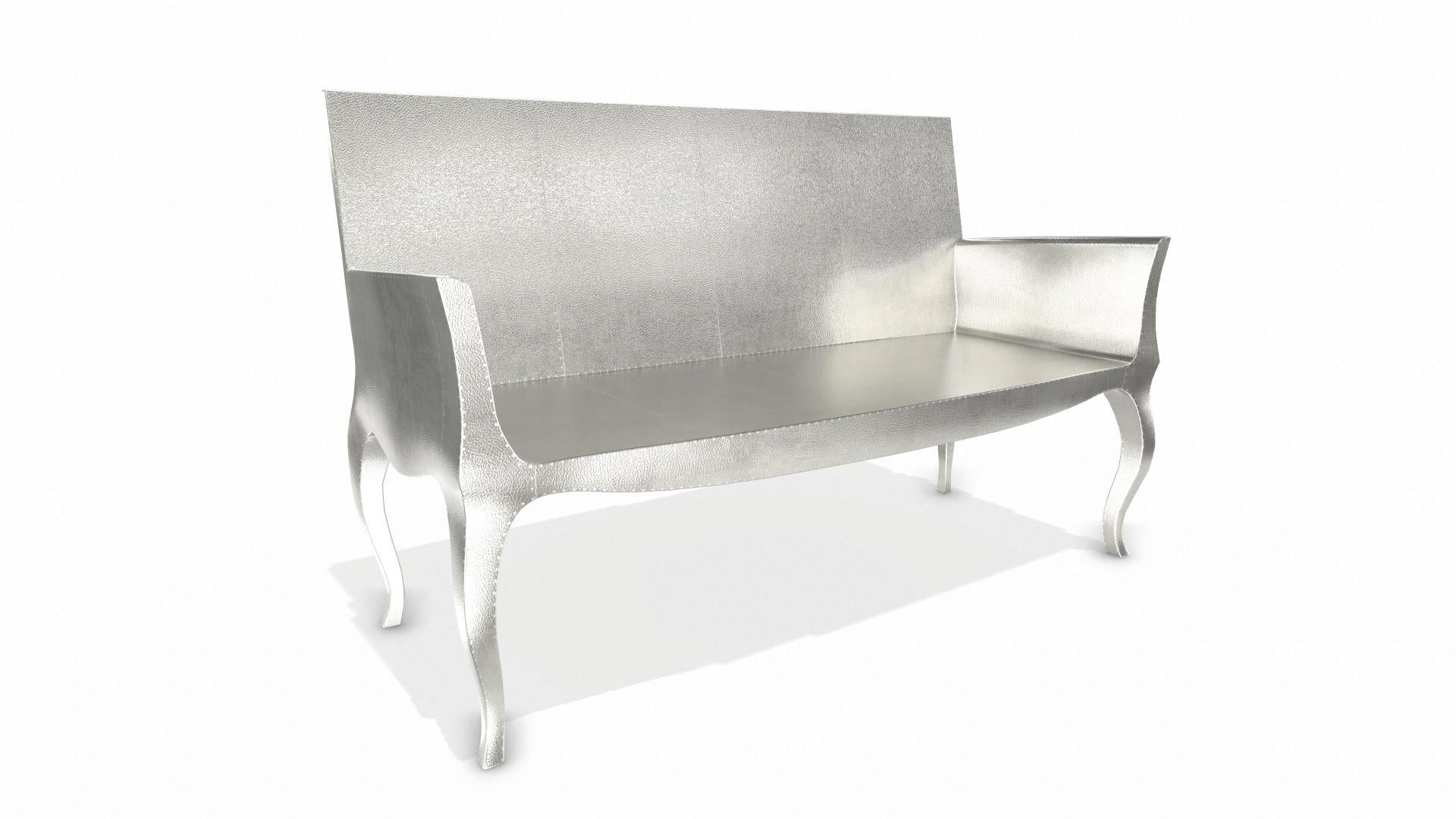 Contemporary Louise Settee Art Deco Canapes in Fine Hammered White Bronze by Paul Mathieu  For Sale