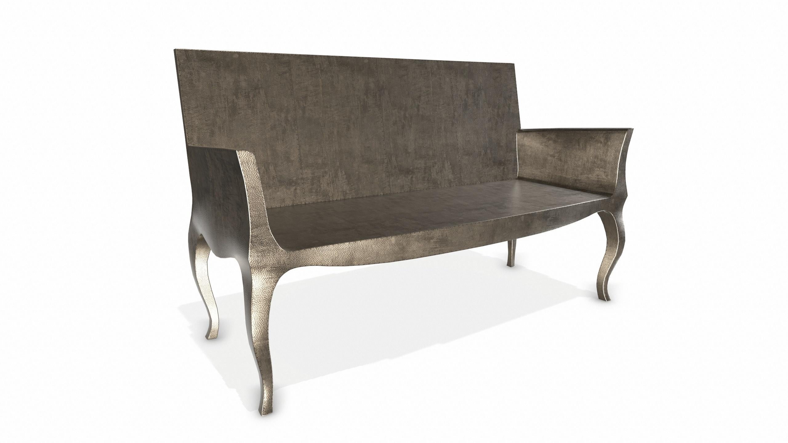 Contemporary Louise Settee Art Deco Canapes in Mid. Hammered Antique Bronze by Paul Mathieu For Sale
