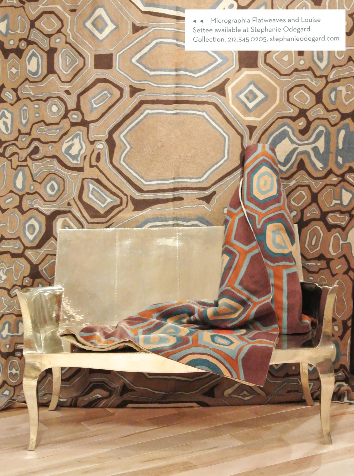 Louise Settee Art Deco Canapes in der Mitte. Gehämmertes Messing von Paul Mathieu im Angebot 5