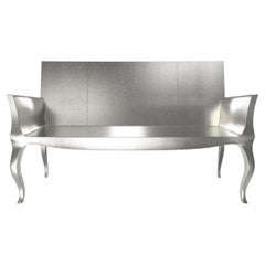 Louise Settee Art Deco Canapes in Mid. Hammered White Bronze by Paul Mathieu