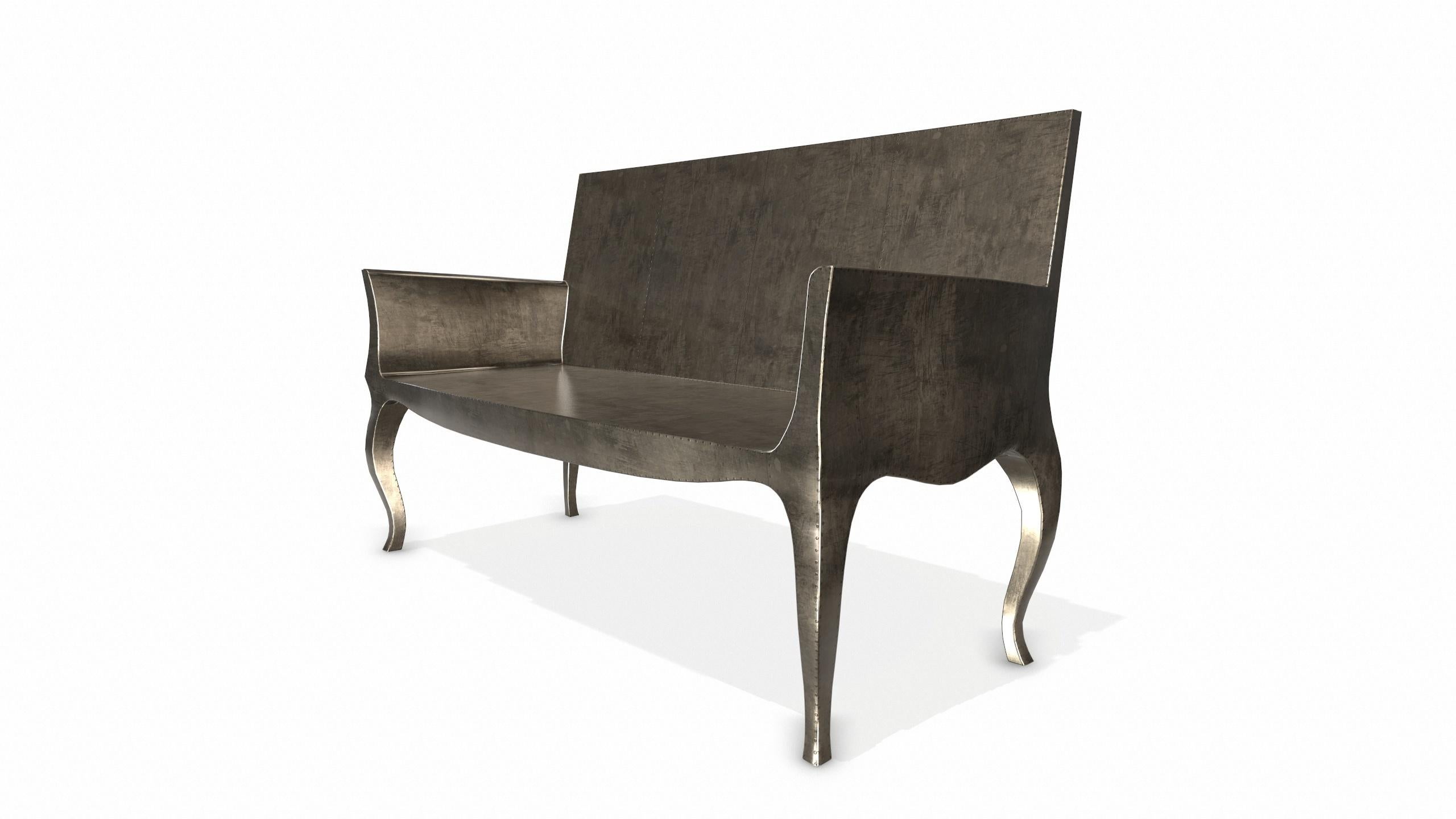 Hand-Crafted Louise Settee Art Deco Canapes in Smooth Antique Bronze by Paul Mathieu For Sale