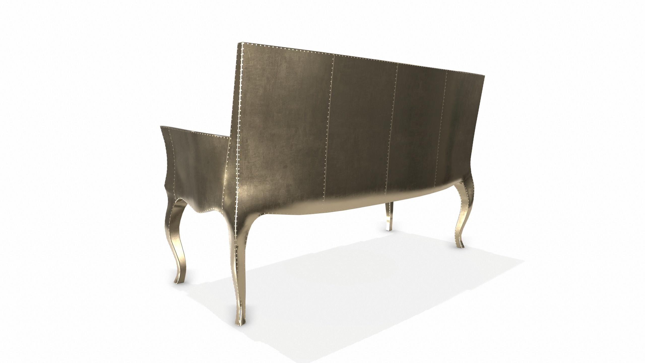 Louise Settee Art Deco Canapes aus glattem Messing von Paul Mathieu für S Odegard im Angebot 1