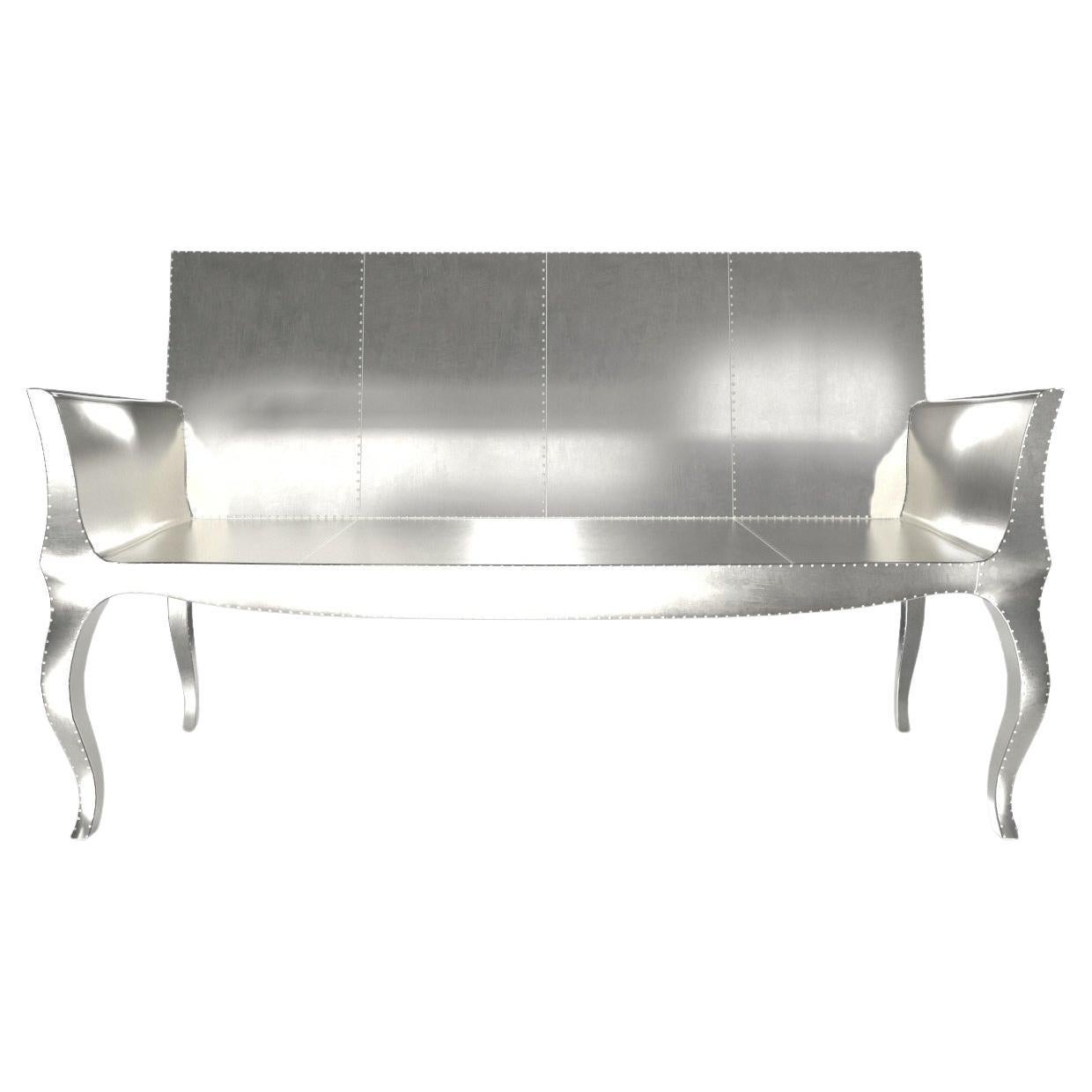Louise Settee Art Deco Canapes in Smooth White Bronze by Paul Mathieu For Sale