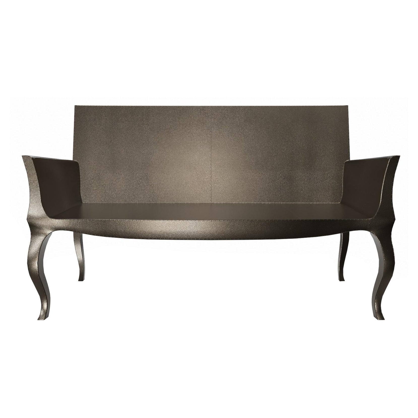 Louise Settee Art-Déco-Tagesbetten aus fein gehämmerter antiker Bronze von Paul Mathieu