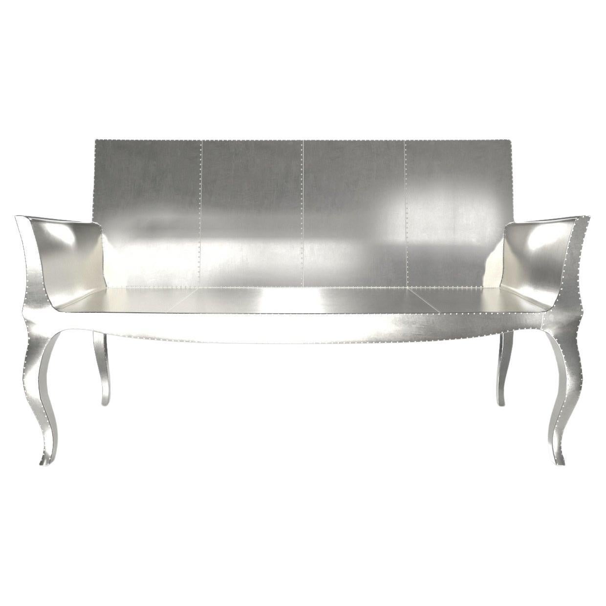 Louise Settee Art Deco Daybeds in Smooth White Bronze by Paul Mathieu For Sale