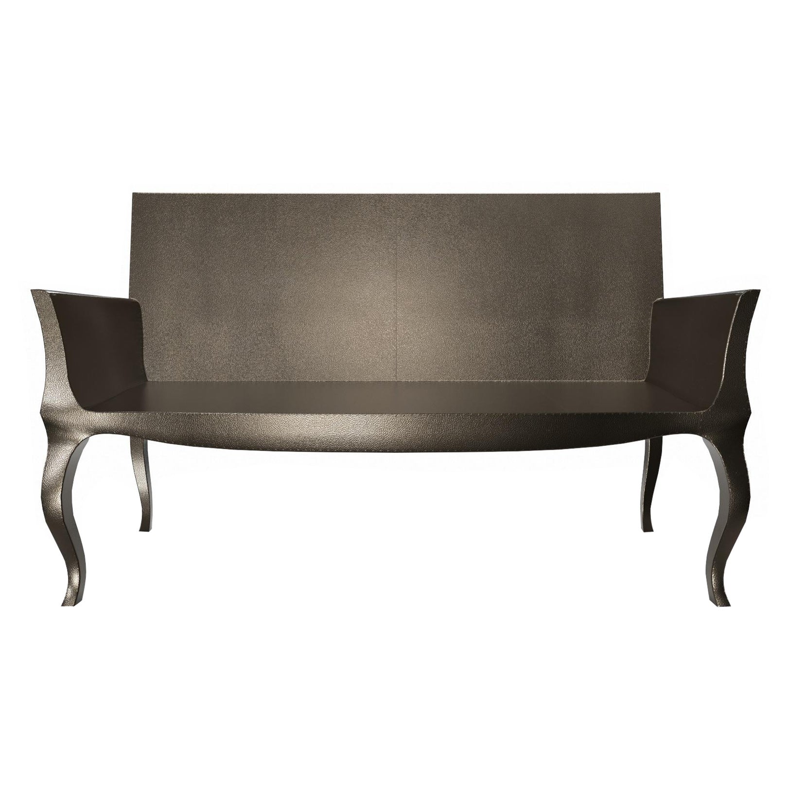 Louise Settee Art-Déco-Wohnzimmer-Sets aus fein gehämmerter antiker Bronze im Angebot