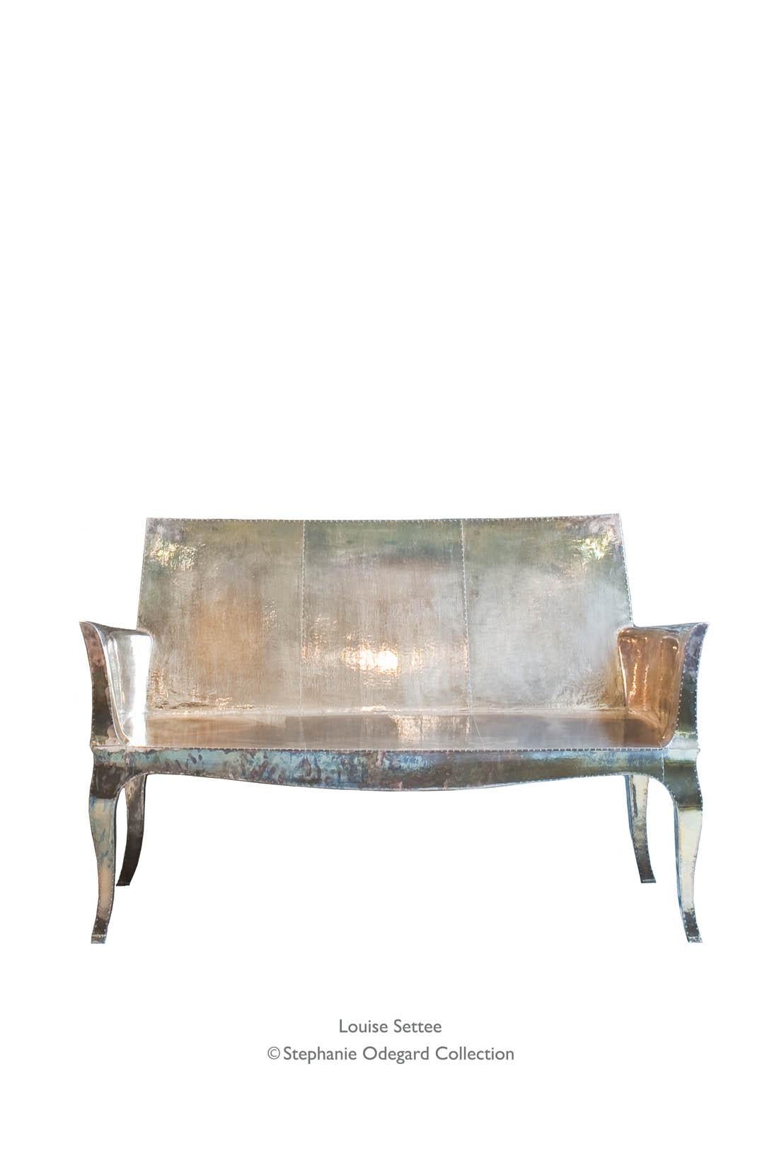 Louise Settee Art Deco Living Room Sets in Mid. Hammered Brass by Paul Mathieu For Sale 6