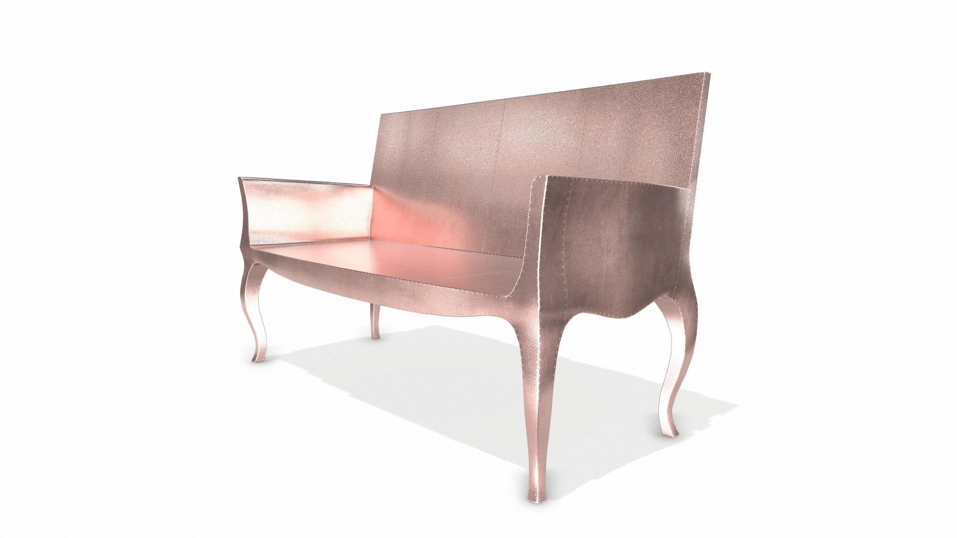 Louise Settee Art-Déco-Loungesessel aus fein gehämmertem Kupfer von Paul Mathieu (Holzarbeit) im Angebot
