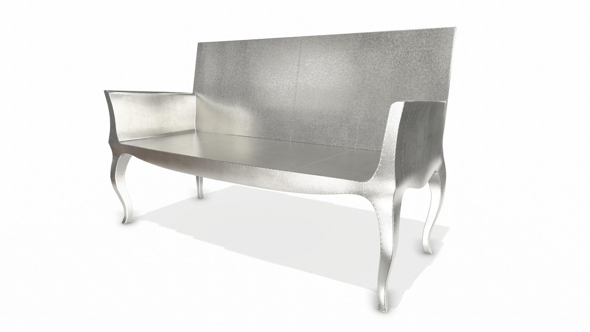 Other Louise Settee Art Deco Lounge Chairs in Fine Hammered White Bronze  For Sale